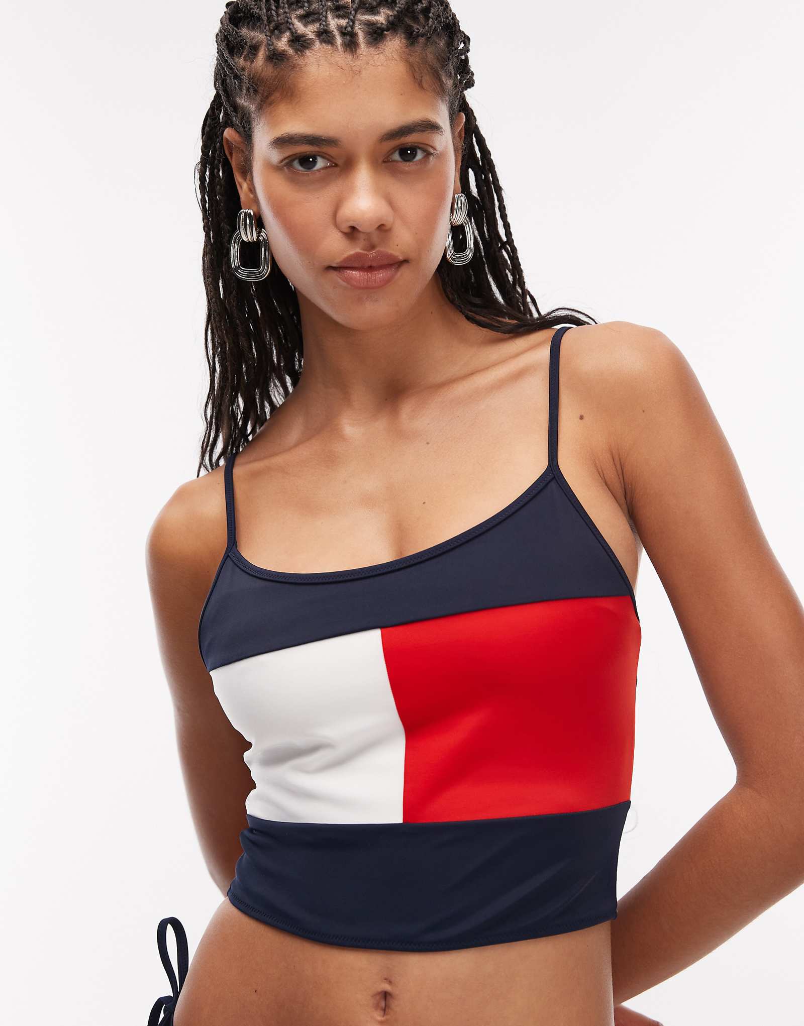 Tommy Hilfiger tankini top in archive flag print in navy dark night navy 15390₽