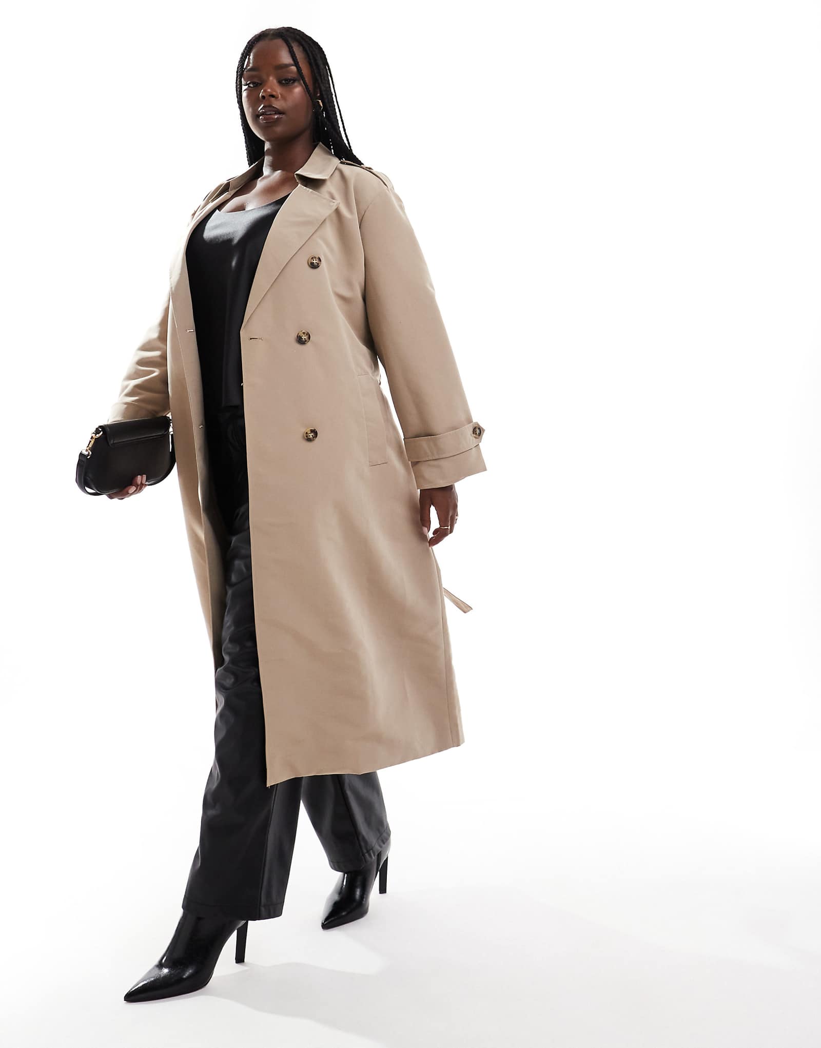 Vero Moda Curve longline belted trench coat in laurel oak 20690₽