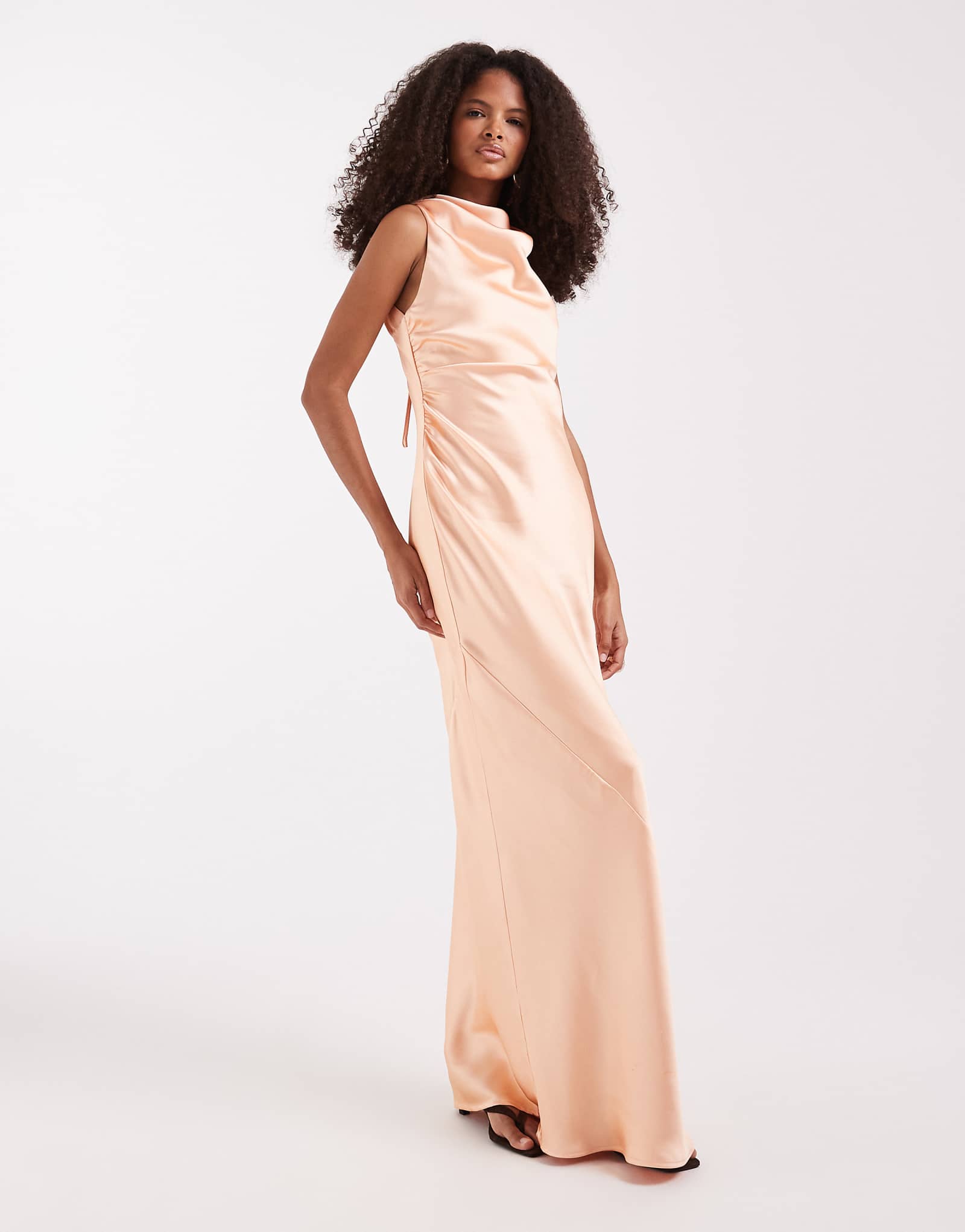 Pretty Lavish Everlee satin cowl neck maxi dress in apricot apricot 29690₽