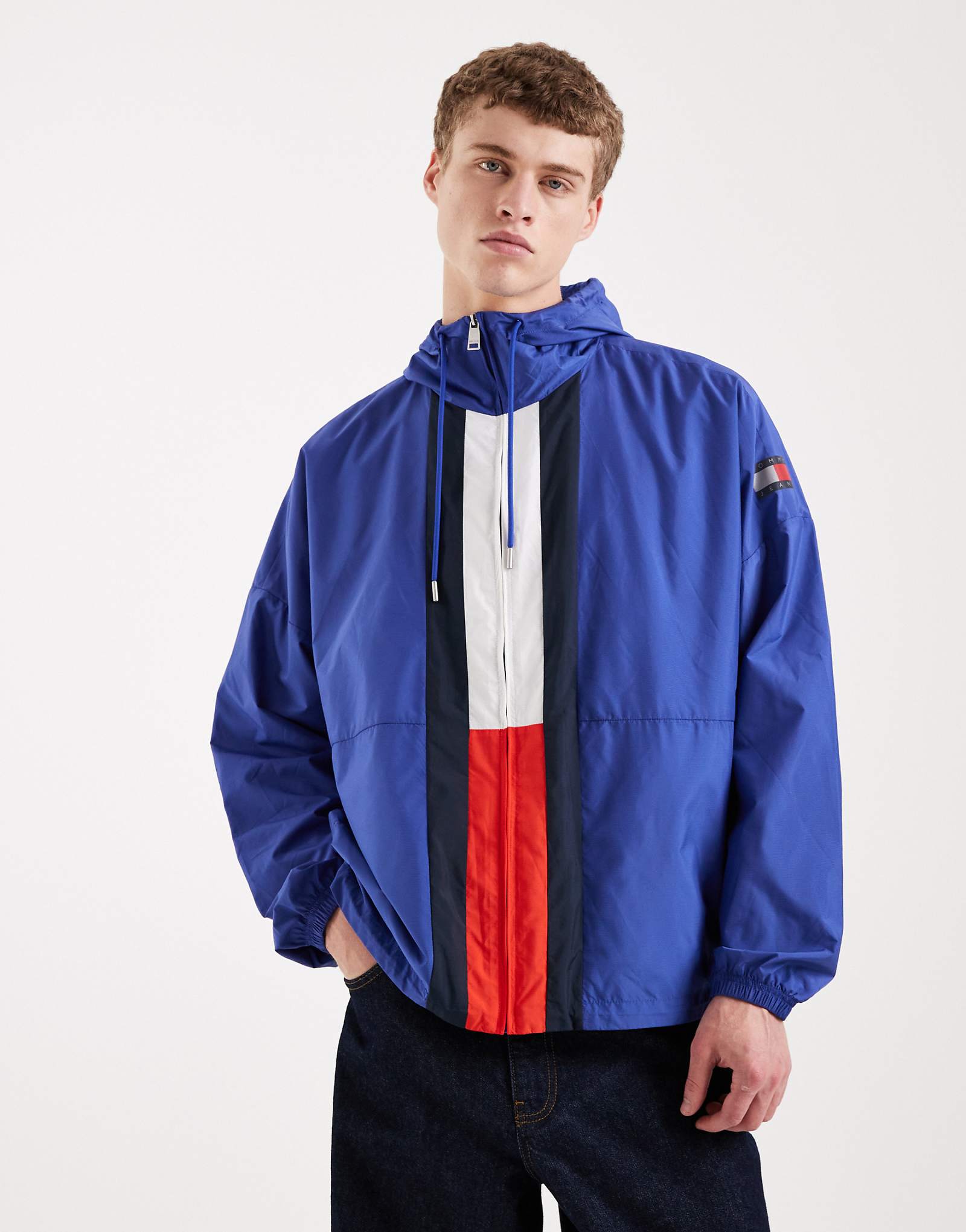 Tommy Jeans Chicago flag windbreaker jacket in blue fizzy blue 33890₽