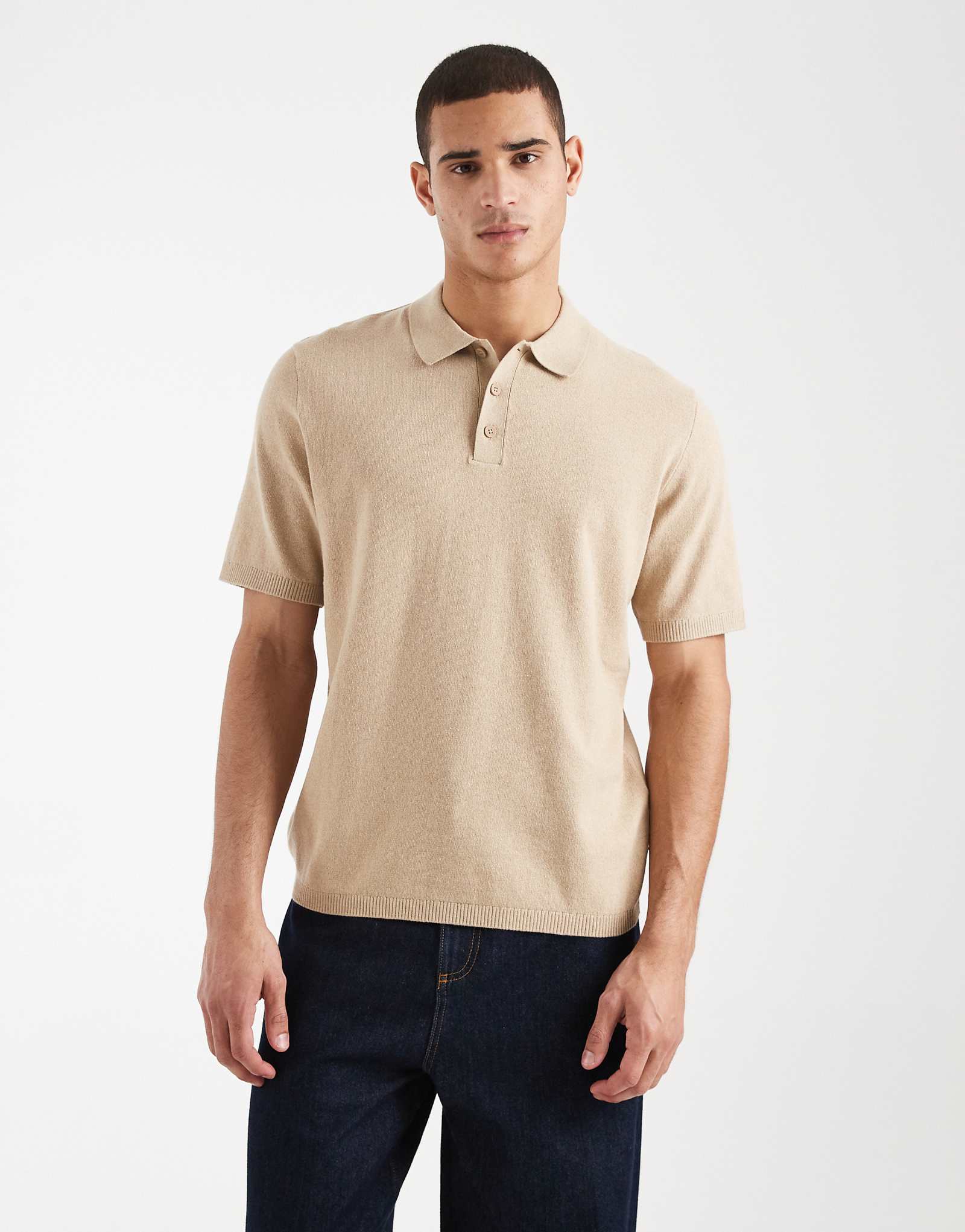 JJ Rebel knit polo shirt in beige crockery 4790₽