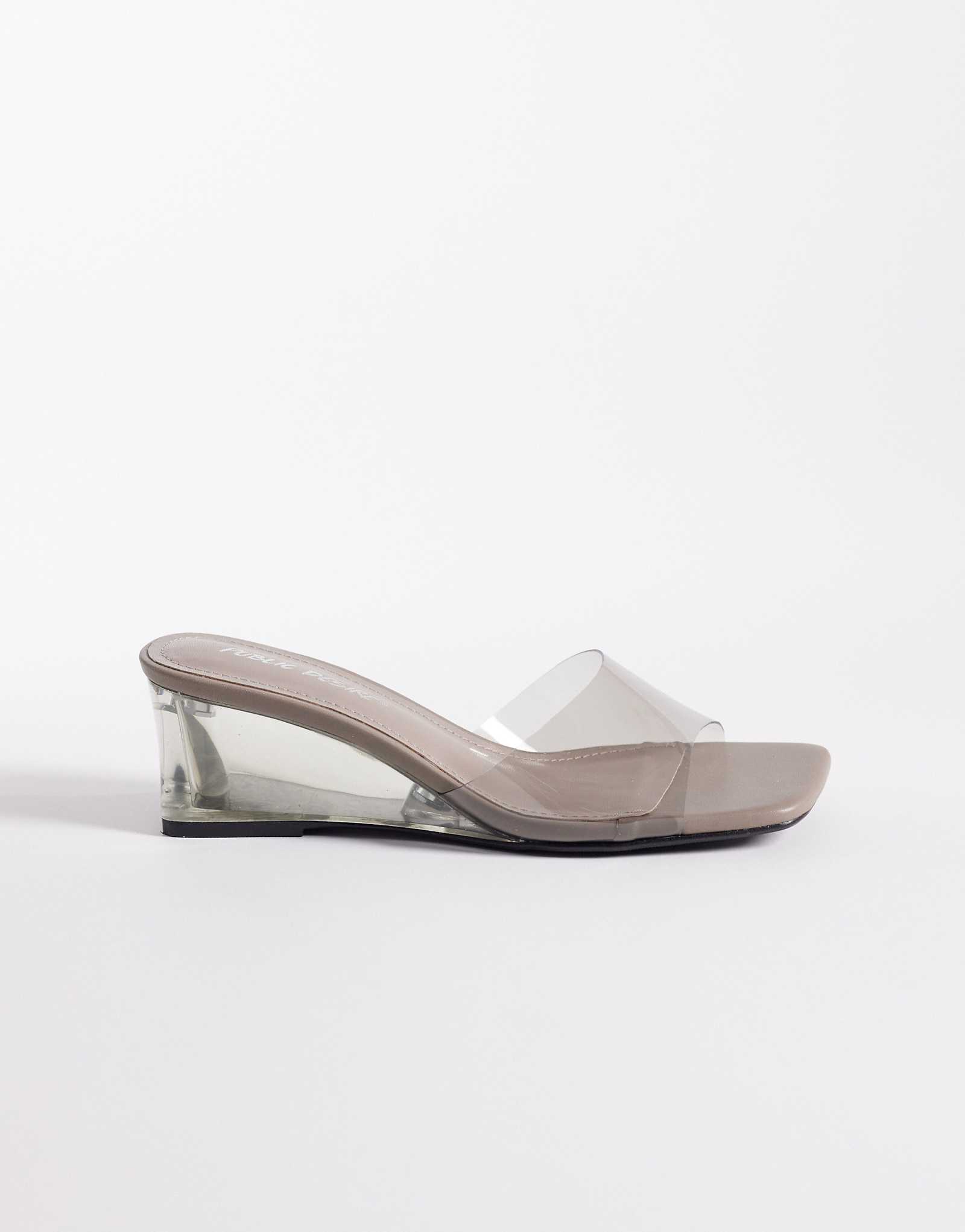 Public Desire Juno wedge sandals in gray gray 9090₽