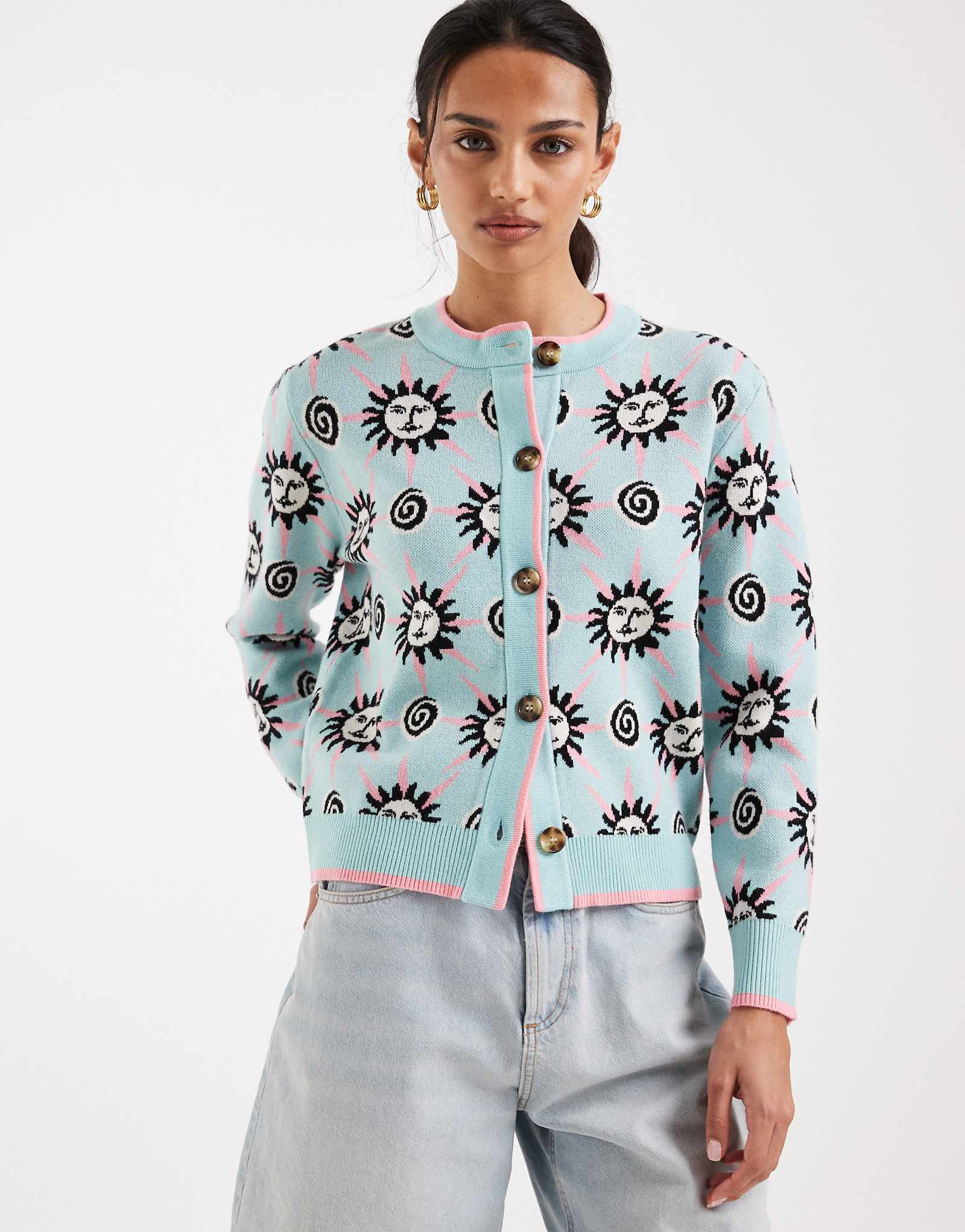 Never Fully Dressed Hollie cardigan in blue sun print blue 34090₽