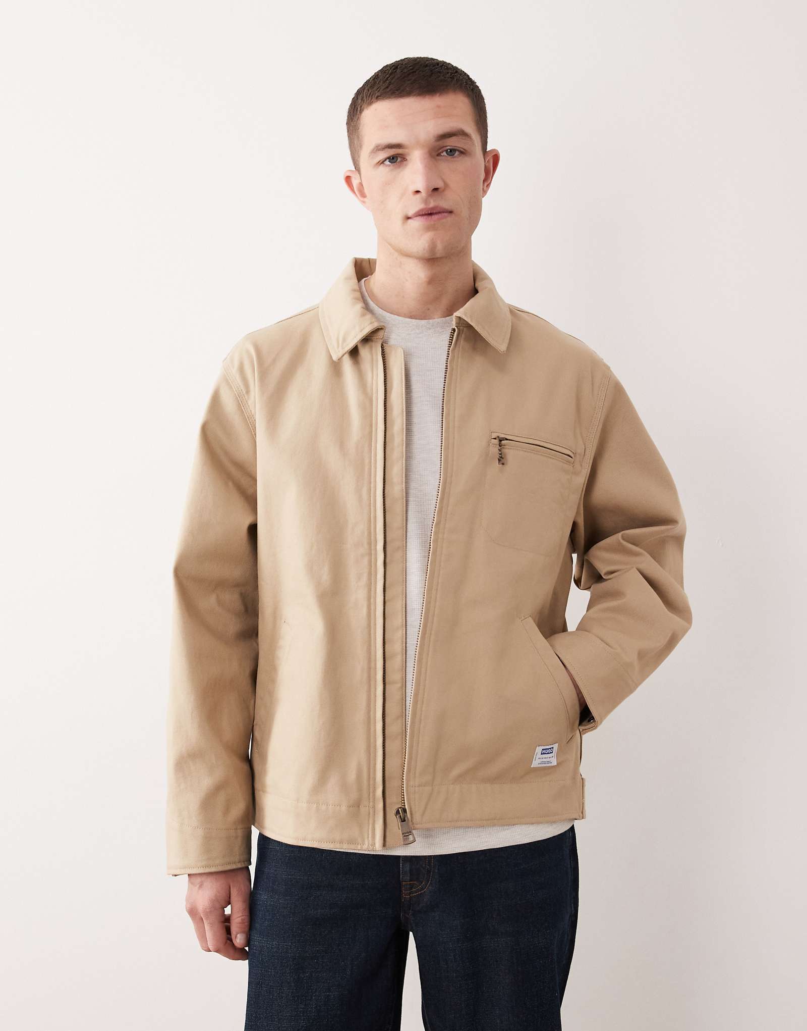 HUGO Blue coach jacket in medium tan medium beige 64490₽