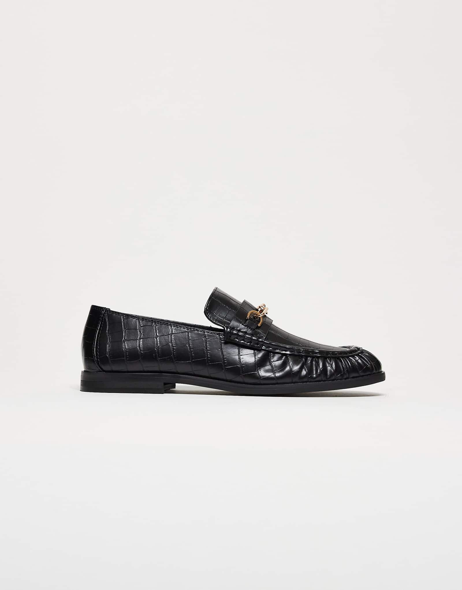ASOS DESIGN penny loafers with ruching in black faux croc 4390₽