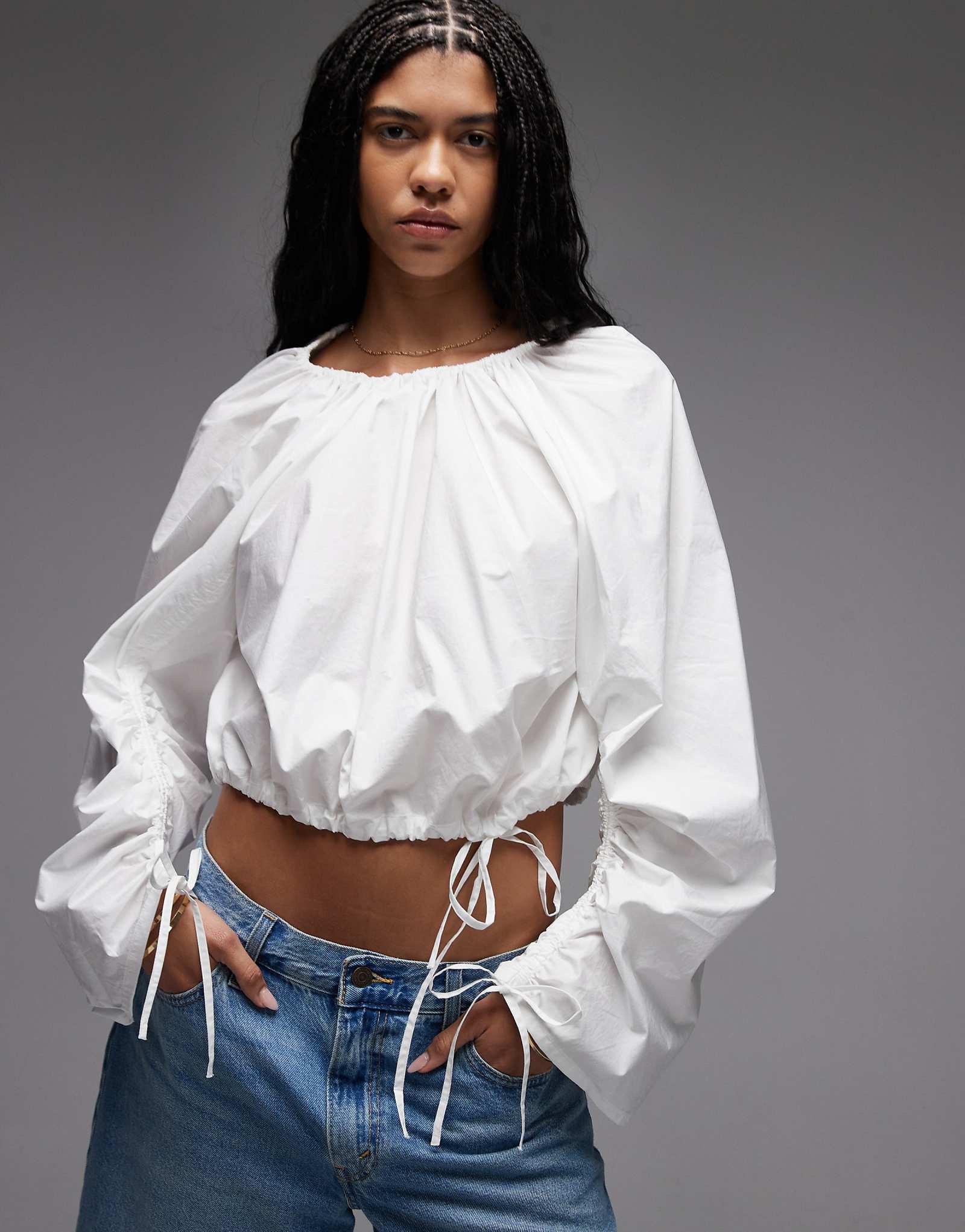 -amp Other Stories cinch sleeve blouse in off white off-white 15890₽