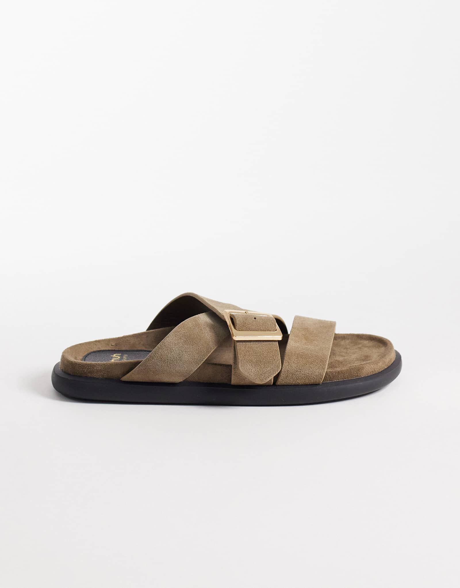 Schuh Tear cross over flat sandal with buckle detail in sage suede sage suede 13590₽