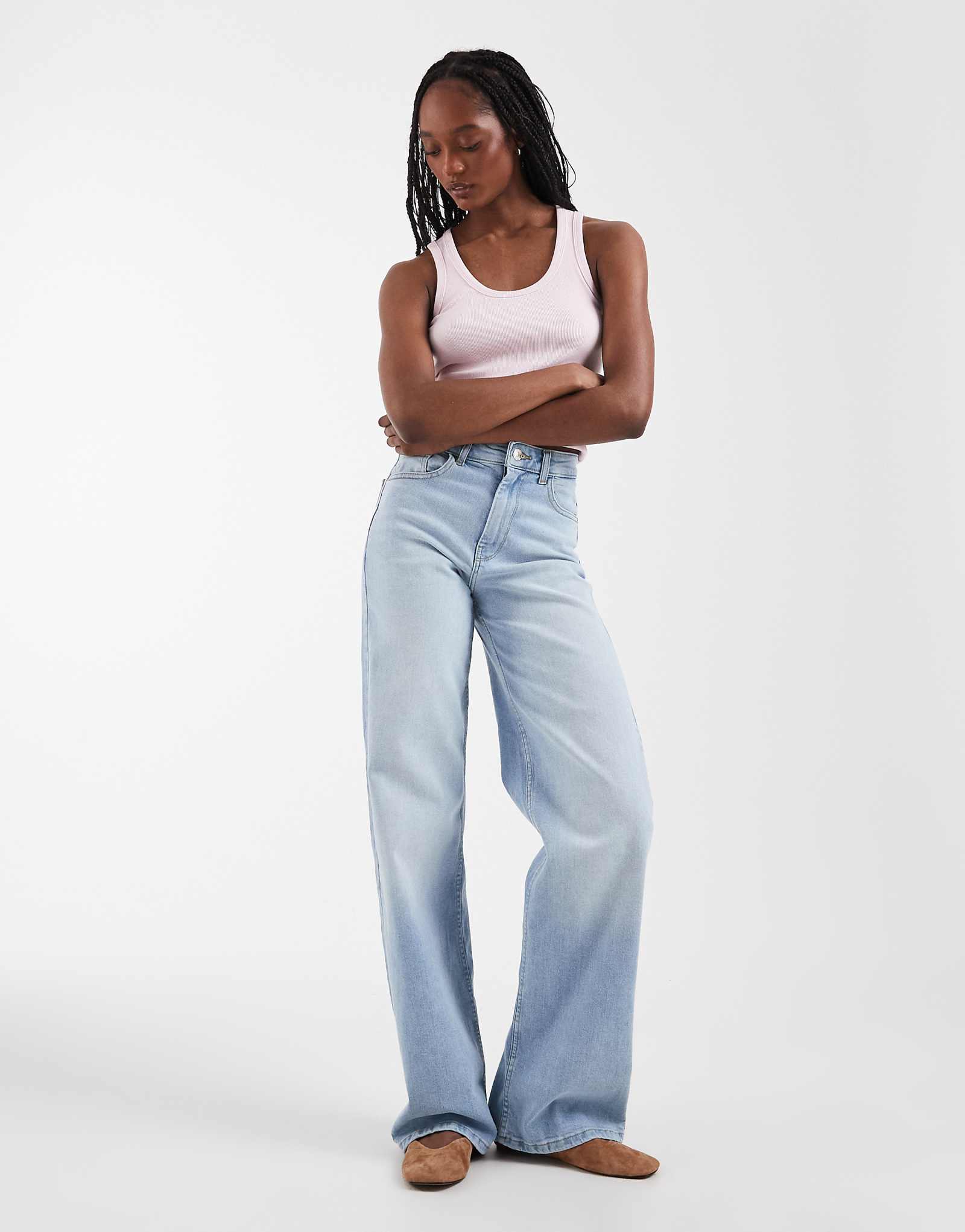 ONLY Tall Hannah extra high waist wide leg jeans in light blue denim light blue denim 9890₽