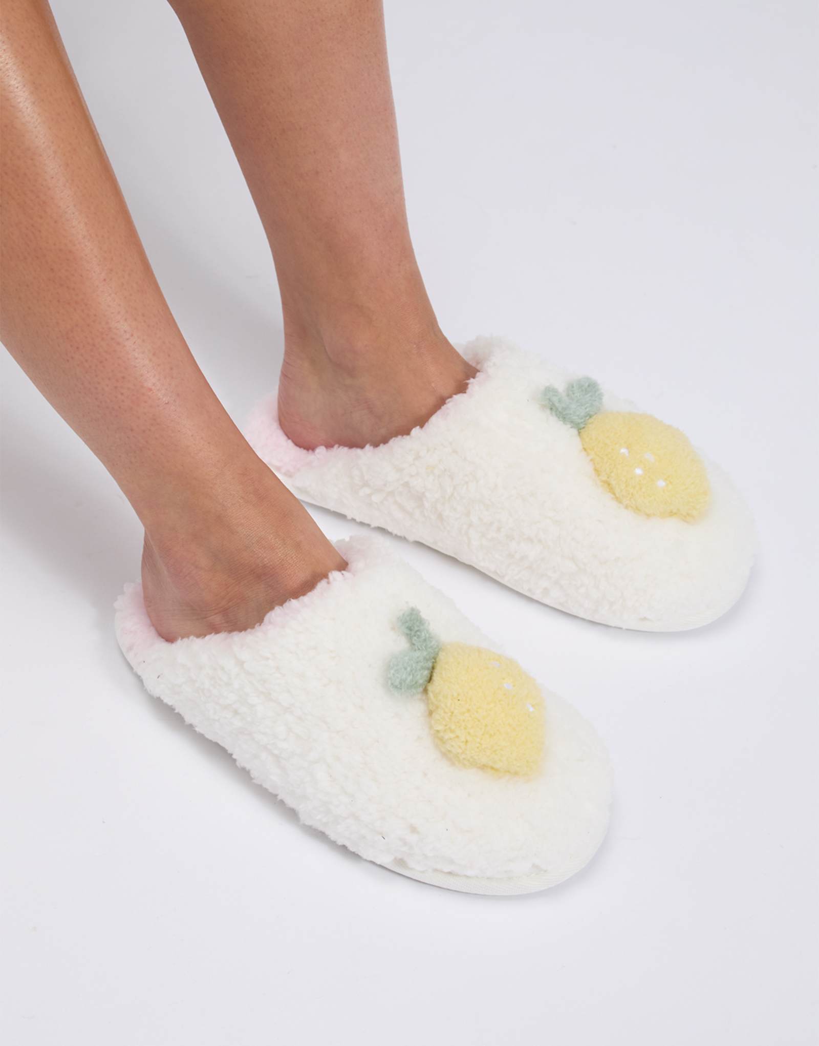 Boux Avenue lemon mule slippers in ivory white
