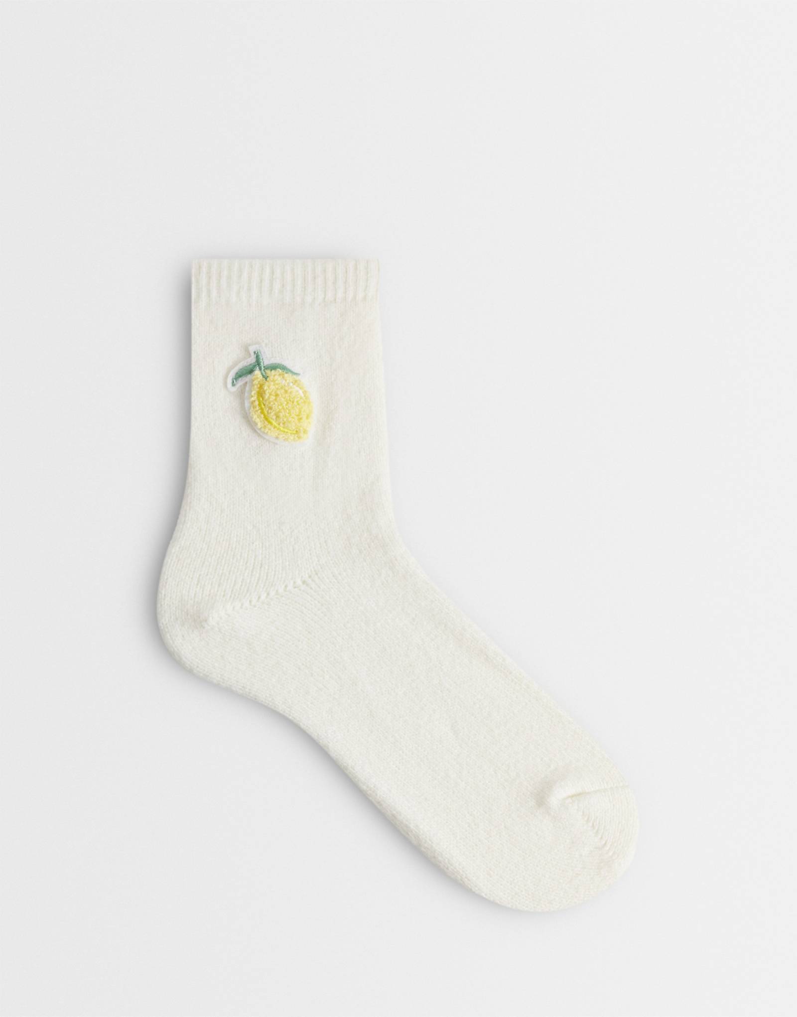 Boux Avenue cozy socks with lemon detail in ivory white