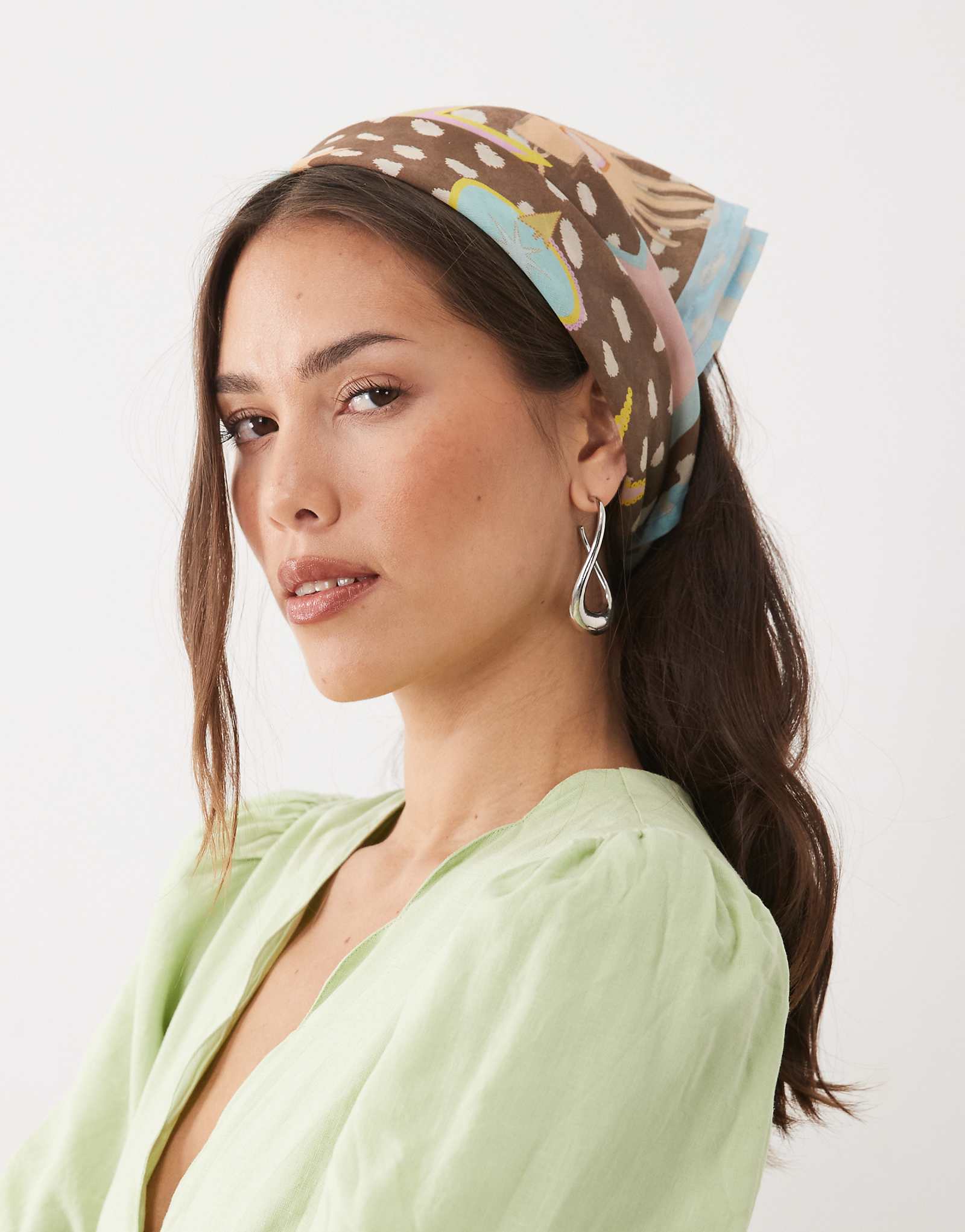 Never Fully Dressed Dreamer bandana in brown deer star print brown