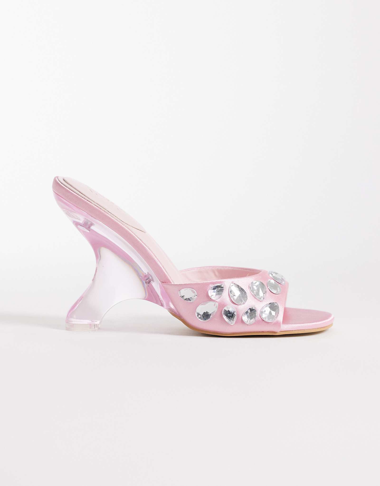 Kaiia exclusive embellished satin heeled sandals in baby pink pink 14190₽