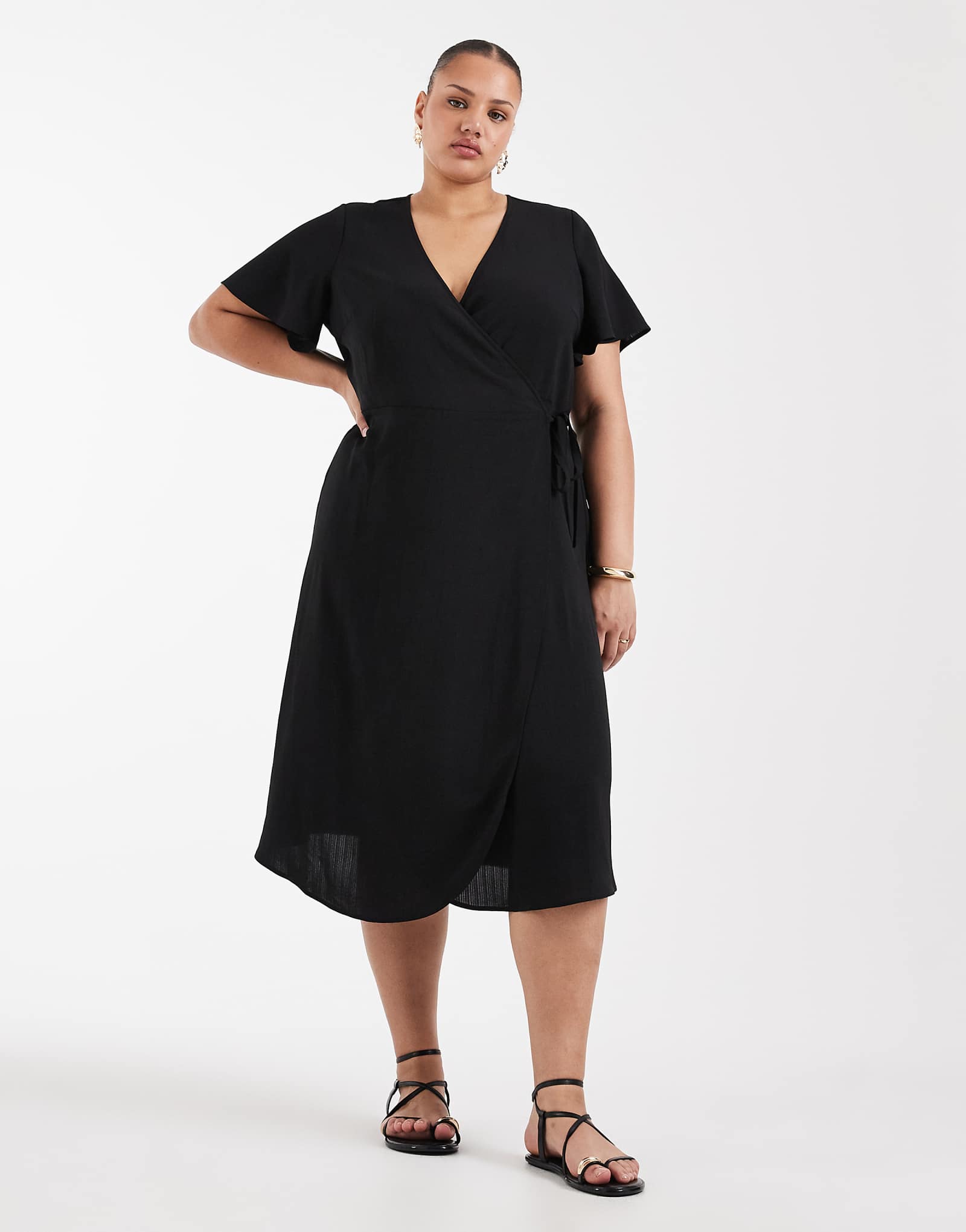 ONLY Curve wrap midi dress in black black 12190₽
