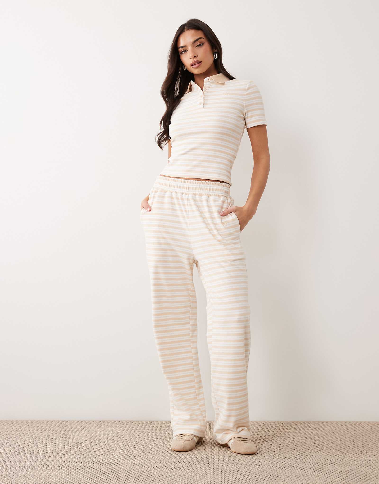 Wanderdoll Frankie premium jersey wide leg pants in milk and honey - part of a set milk and honey 18590₽