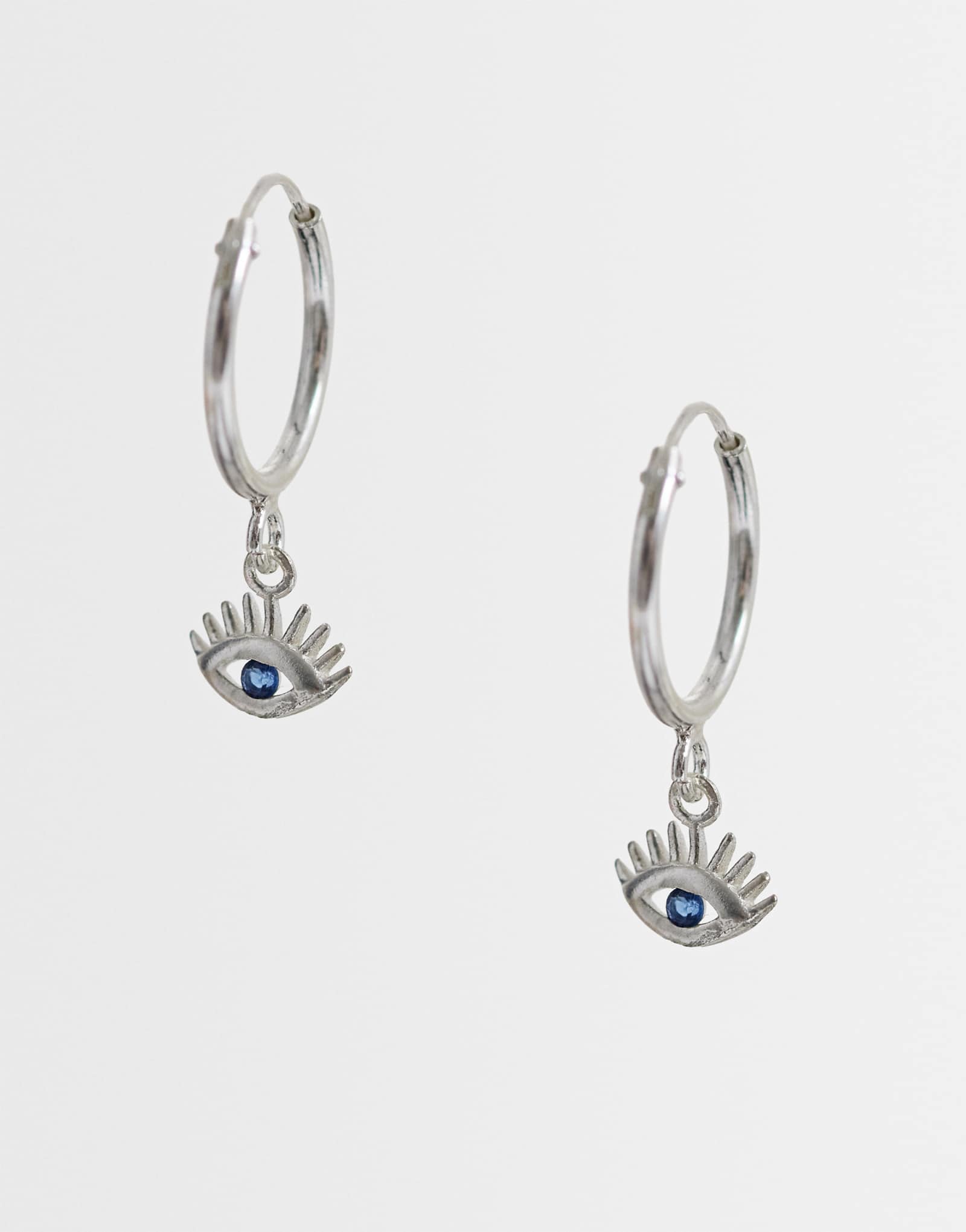Kingsley Ryan eye charm hoop earrings in sterling silver silver 4090₽