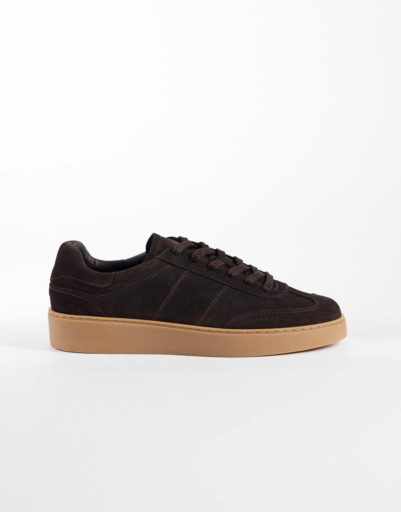 NOAK made In Portugal retro lace-up sneakers with gumsole in brown suede chocolate brown 23290₽