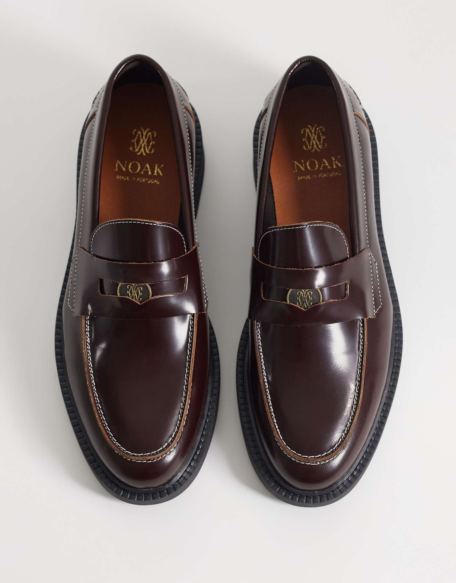 NOAK Made In Portugal penny loafers with coin detail in brown polido leather brown 25190₽