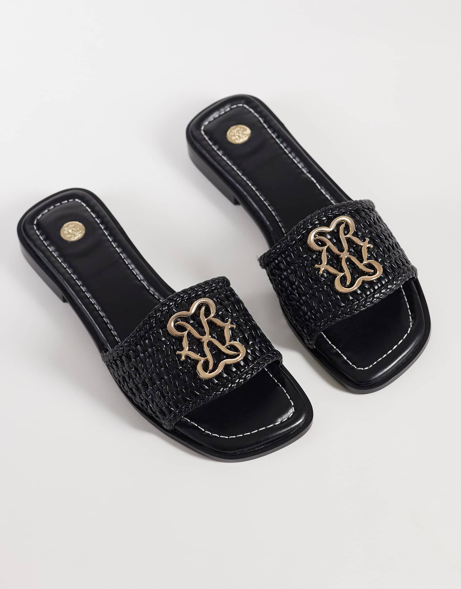 River Island logo weave mule sandals in black black 11590₽