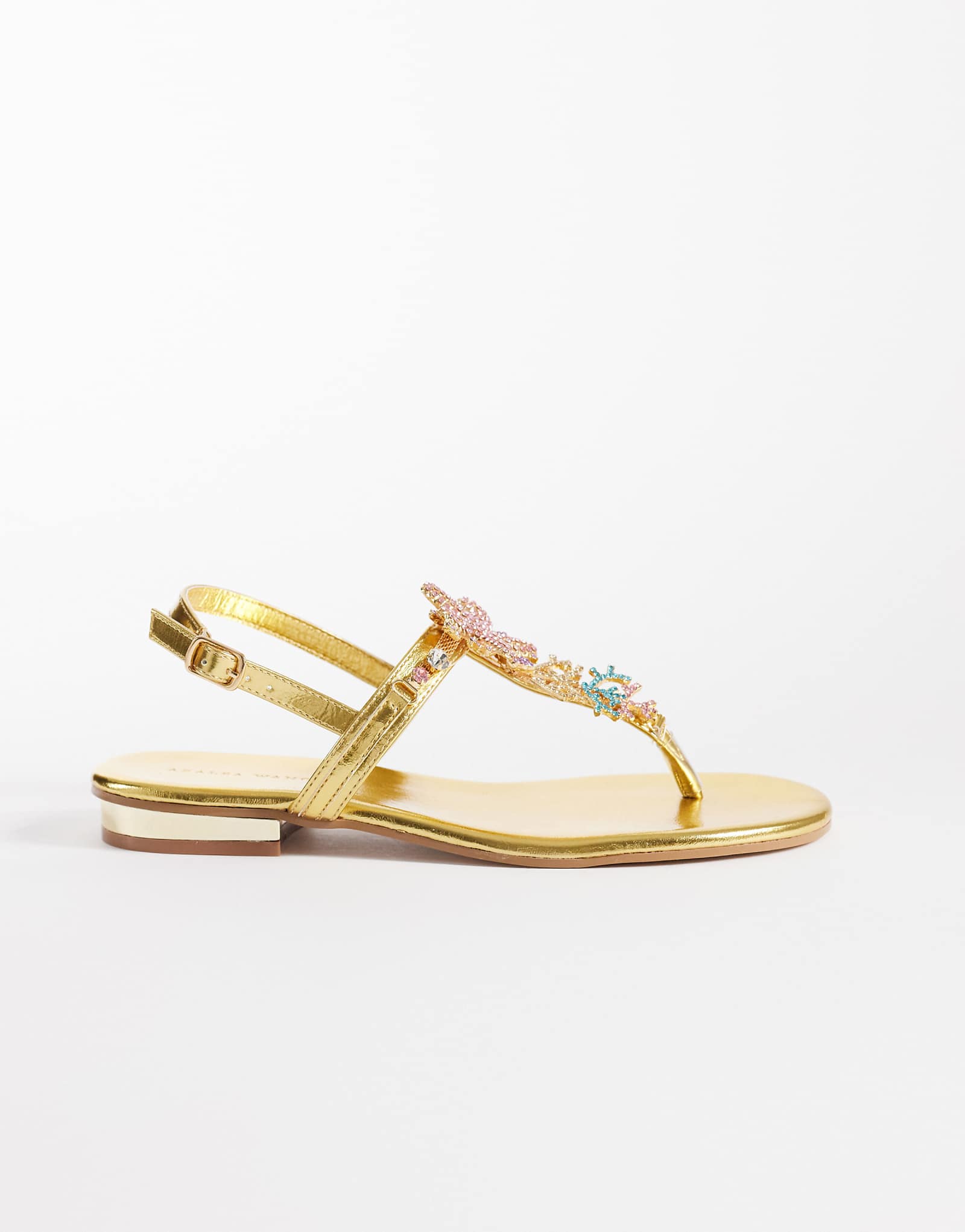 Azalea Nautia embellished flat sandals in gold gold 16490₽
