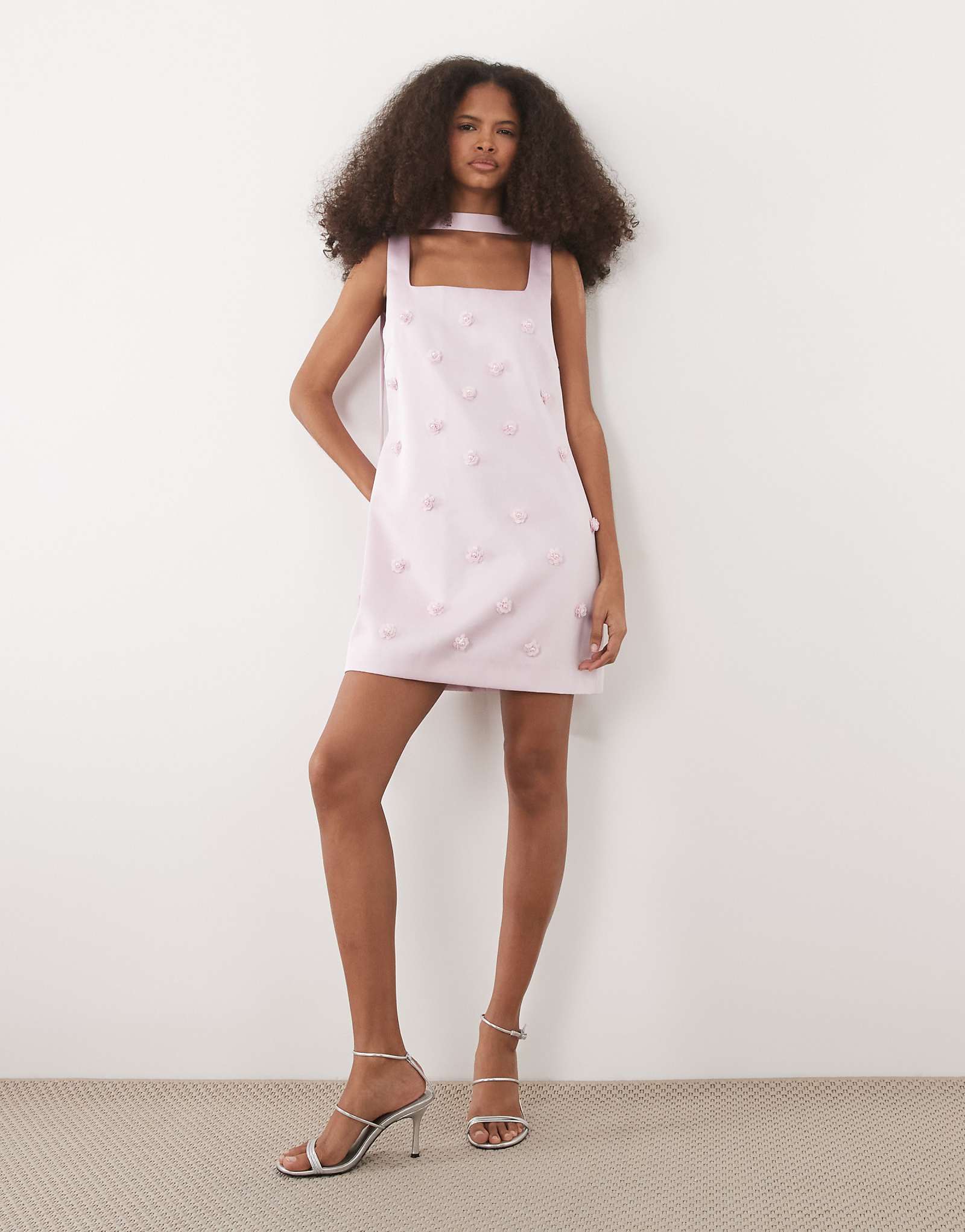 Six Stories beaded strappy mini dress in lilac lilac 33690₽