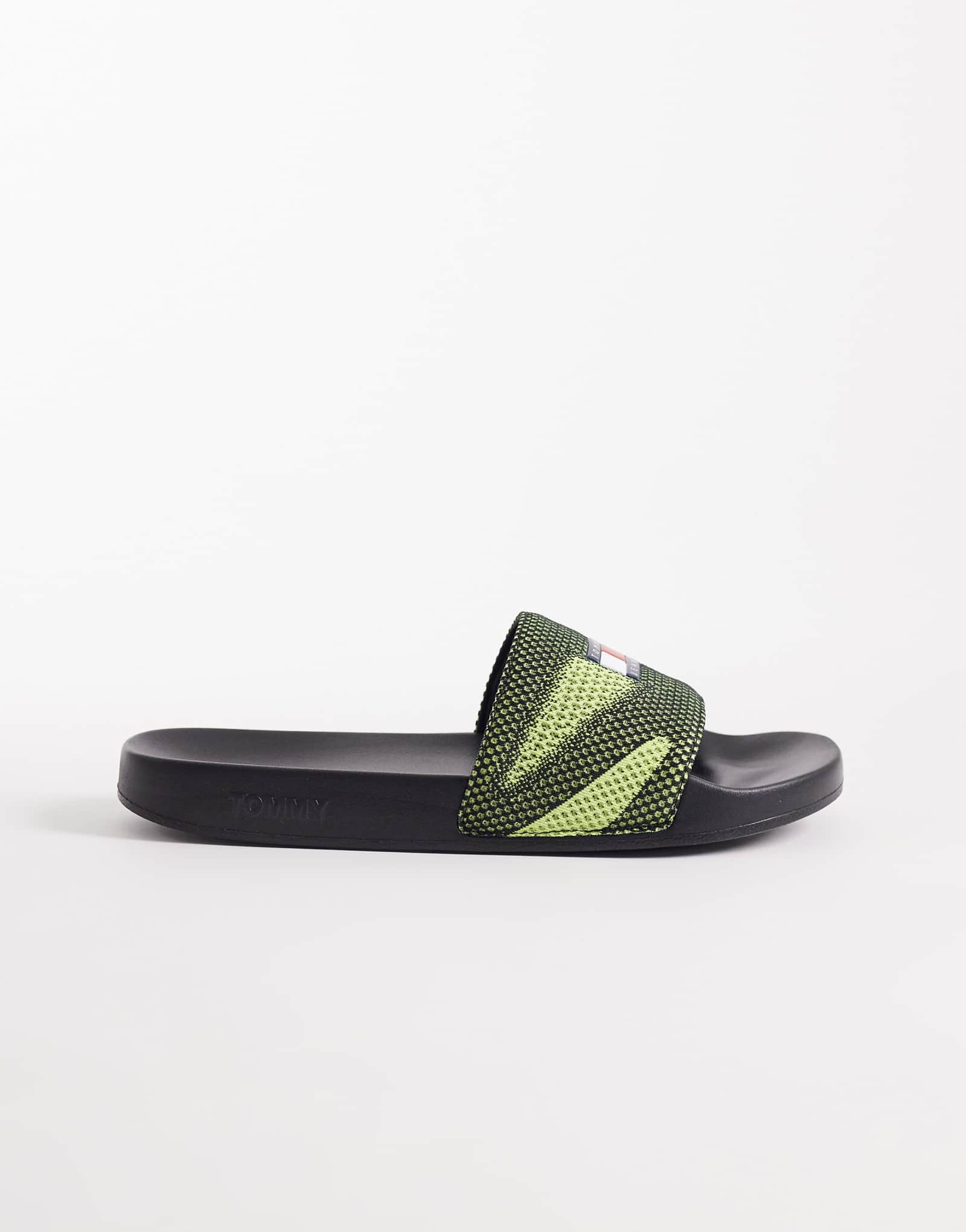Tommy Jeans slides with logo in green lime essenceblack 12790₽