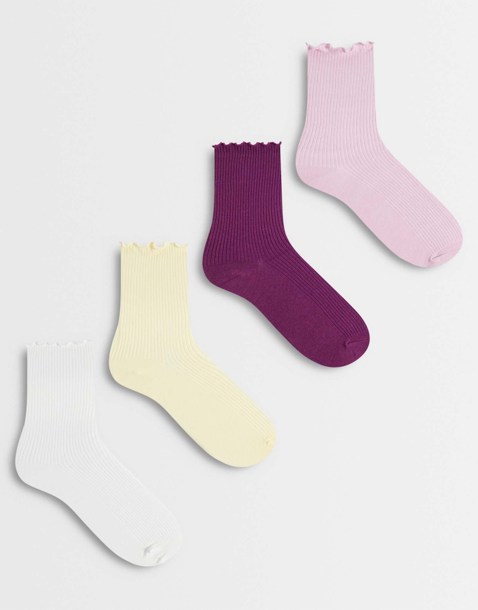 Lindex 4 pack lettuce trim ribbed crew socks in multi multi 4490₽