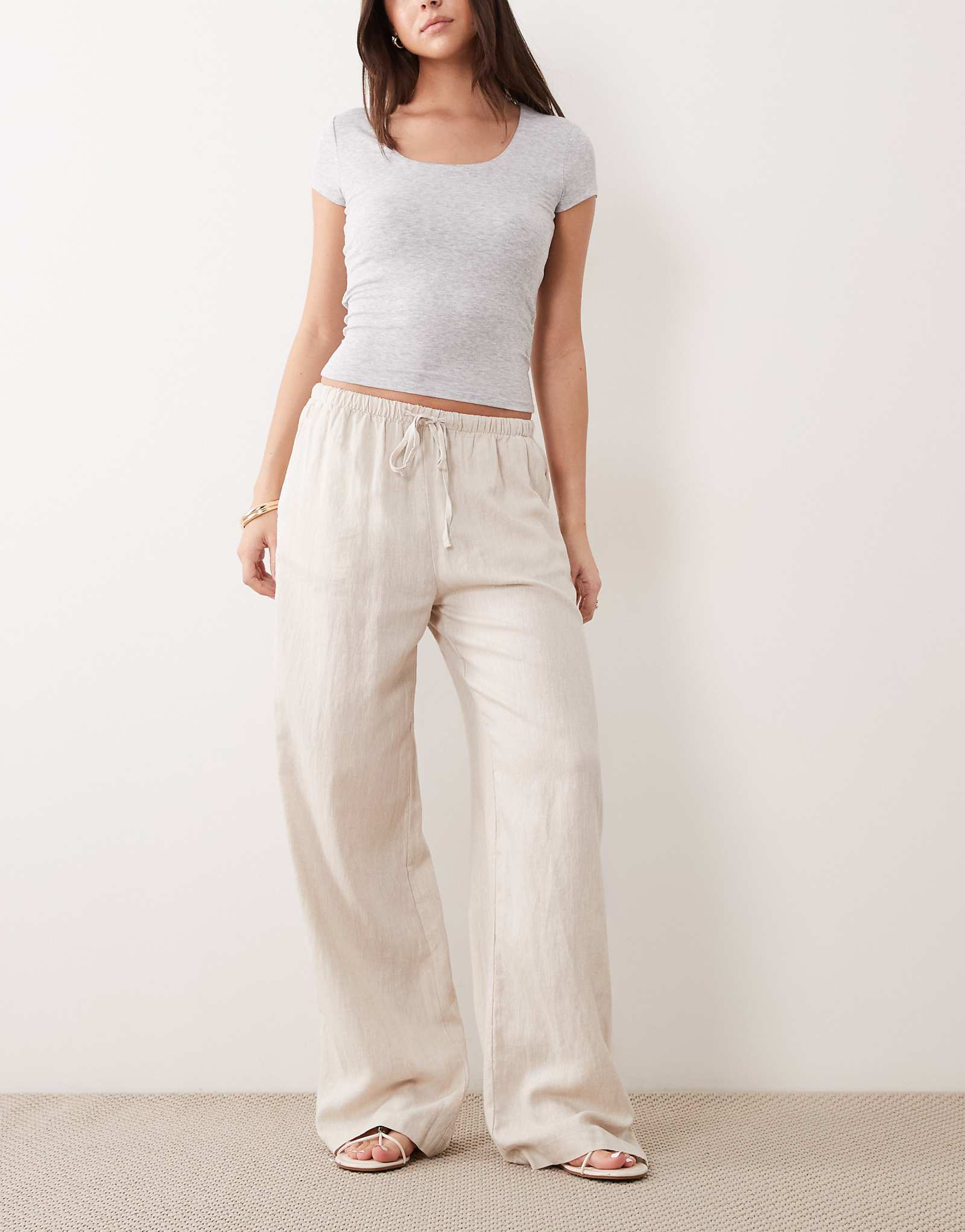 Cotton On haven wide leg linen blend pants in natural natural 10090₽