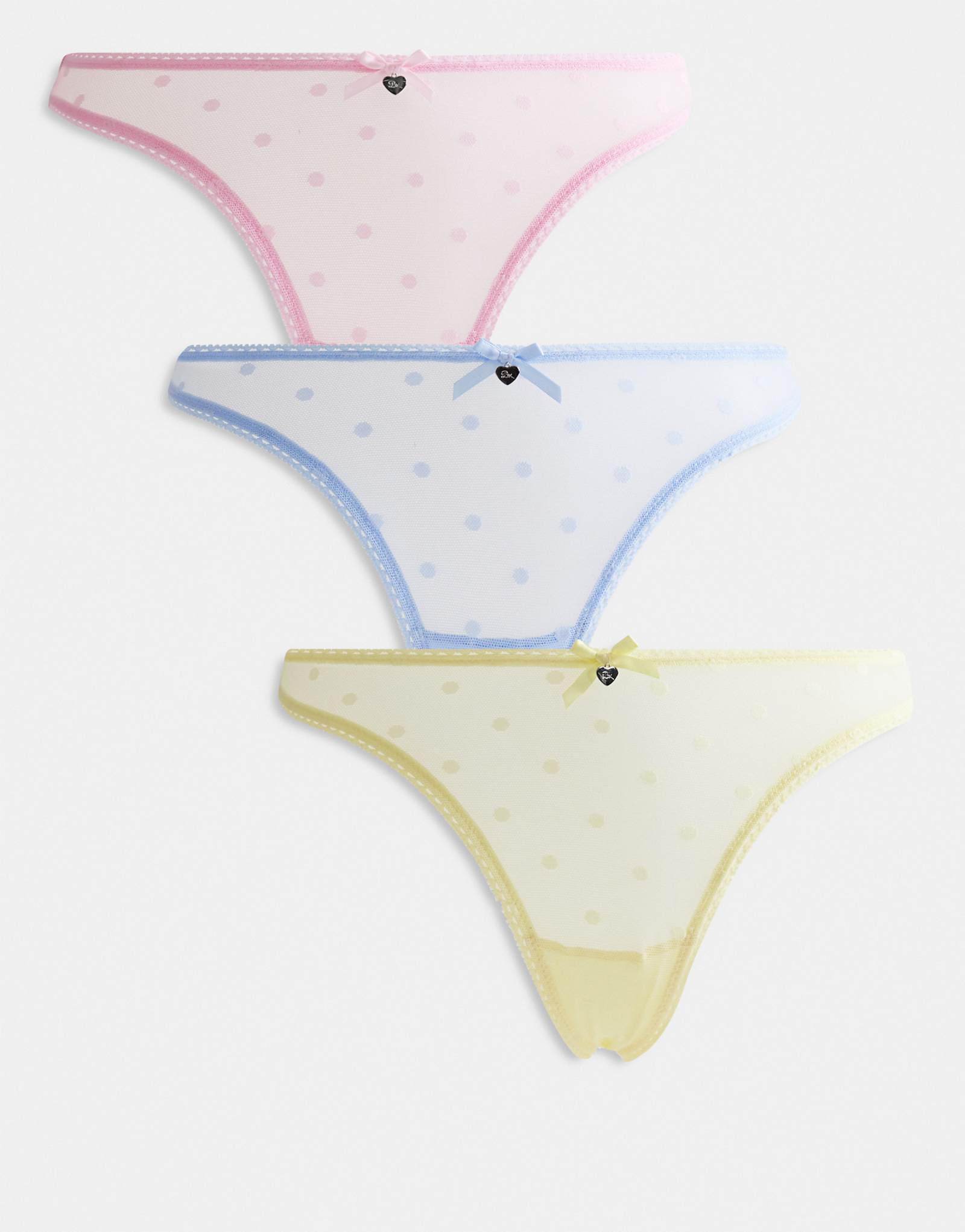 Boux Avenue Bella 3 pack mesh polka dot thongs in pastel multi multi 6190₽