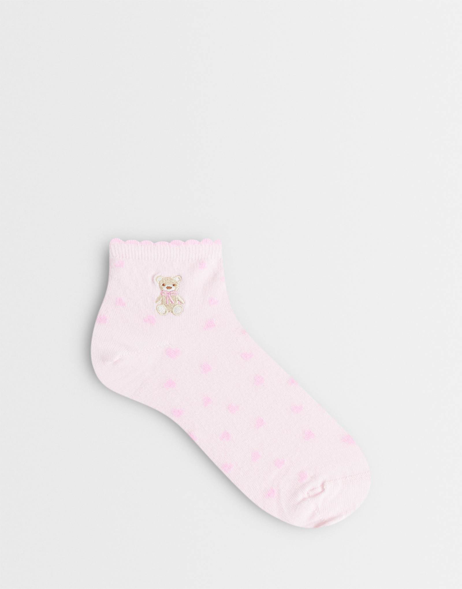Boux Avenue bear print ankle socks in pink multi