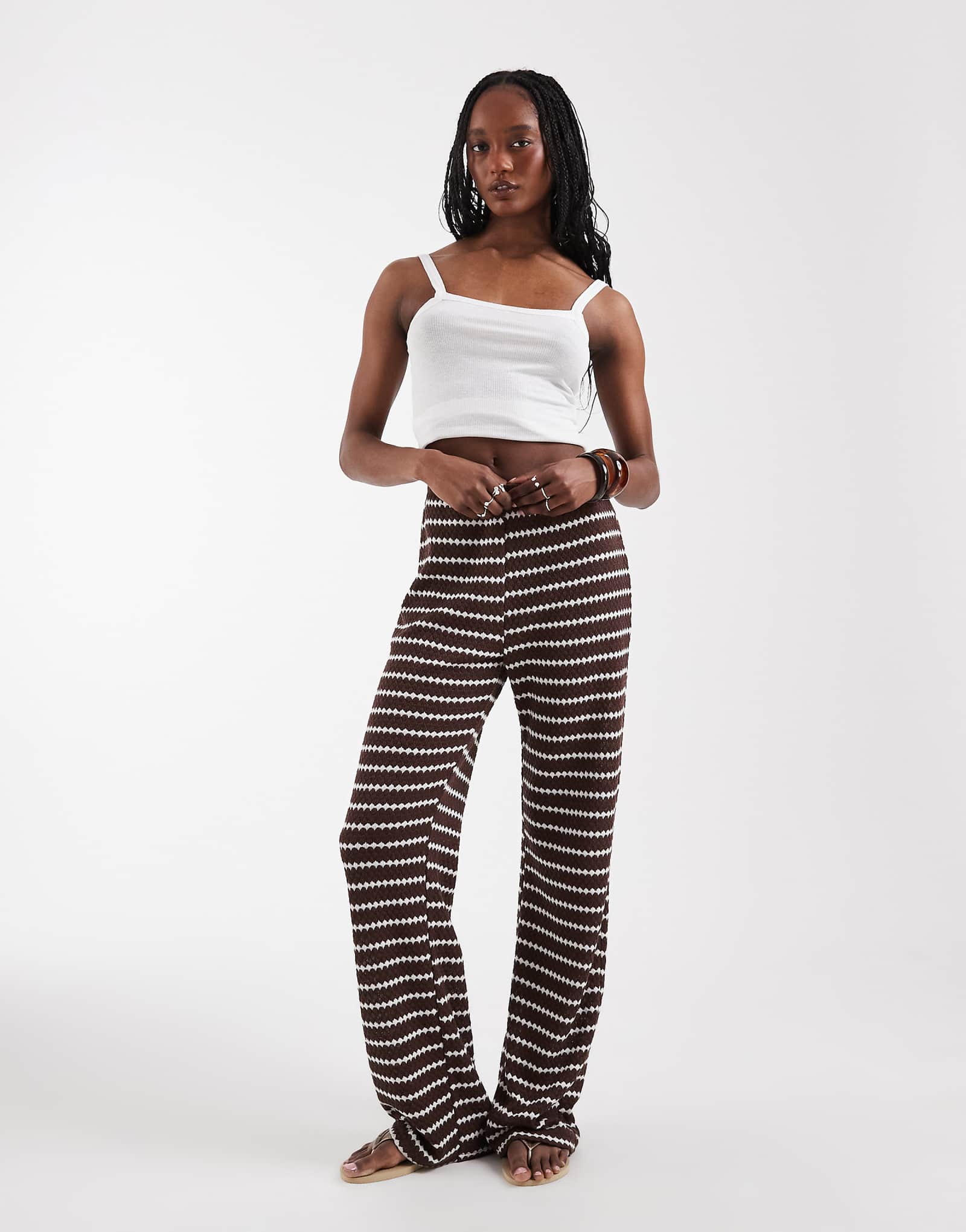 ONLY Tall knit pants in brown stripes brown 12190₽