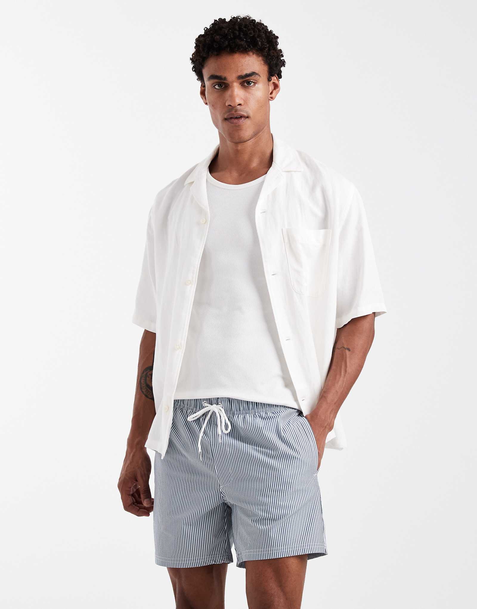 Cotton On swim shorts in navy striped seersucker navy stripe 8490₽