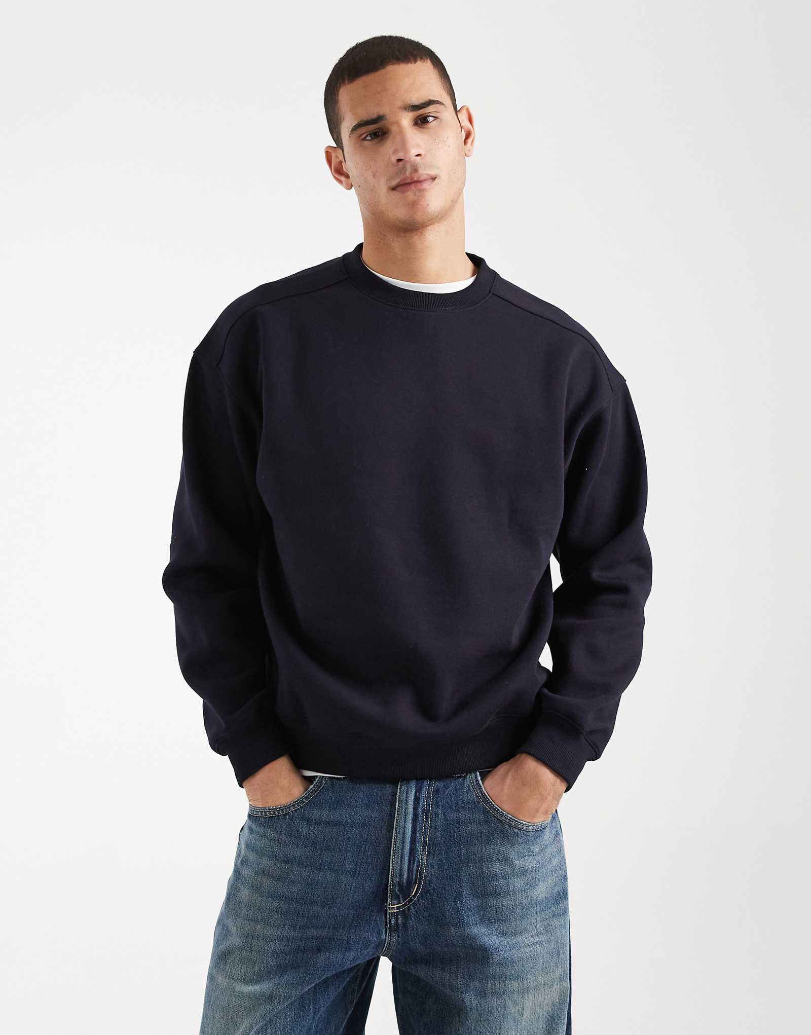 Cotton On box fit crew sweater in navy ink ink navy 8490₽