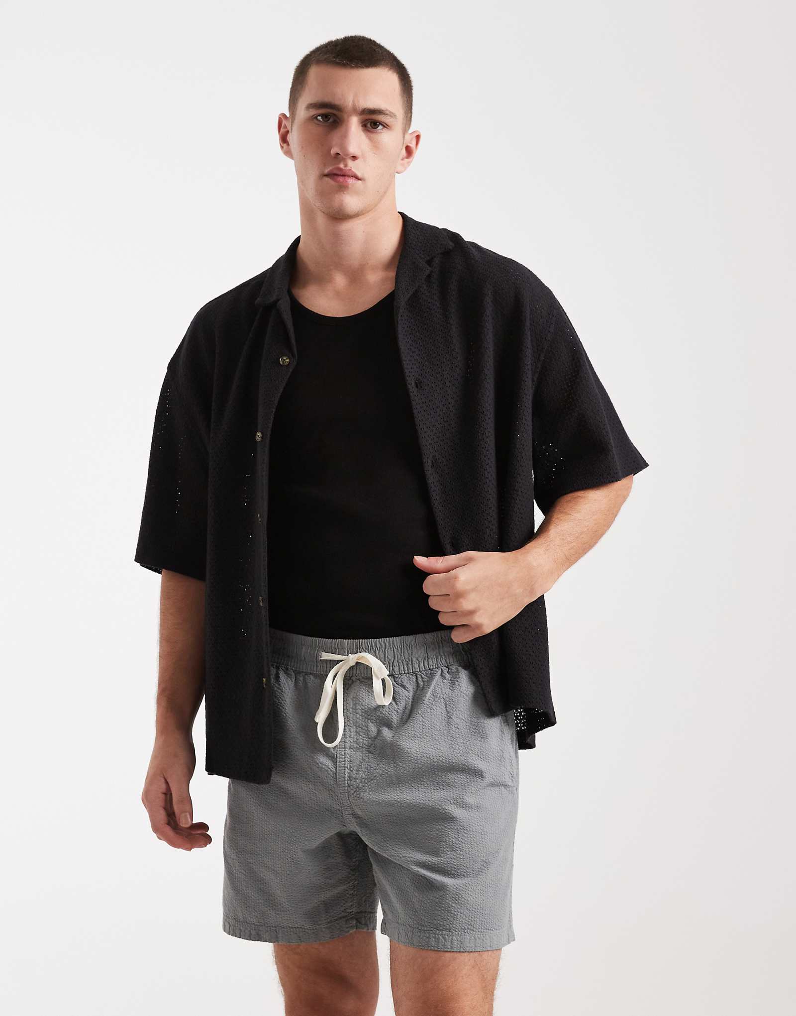 Cotton On shorts in blue seersucker dusty blue 10090₽