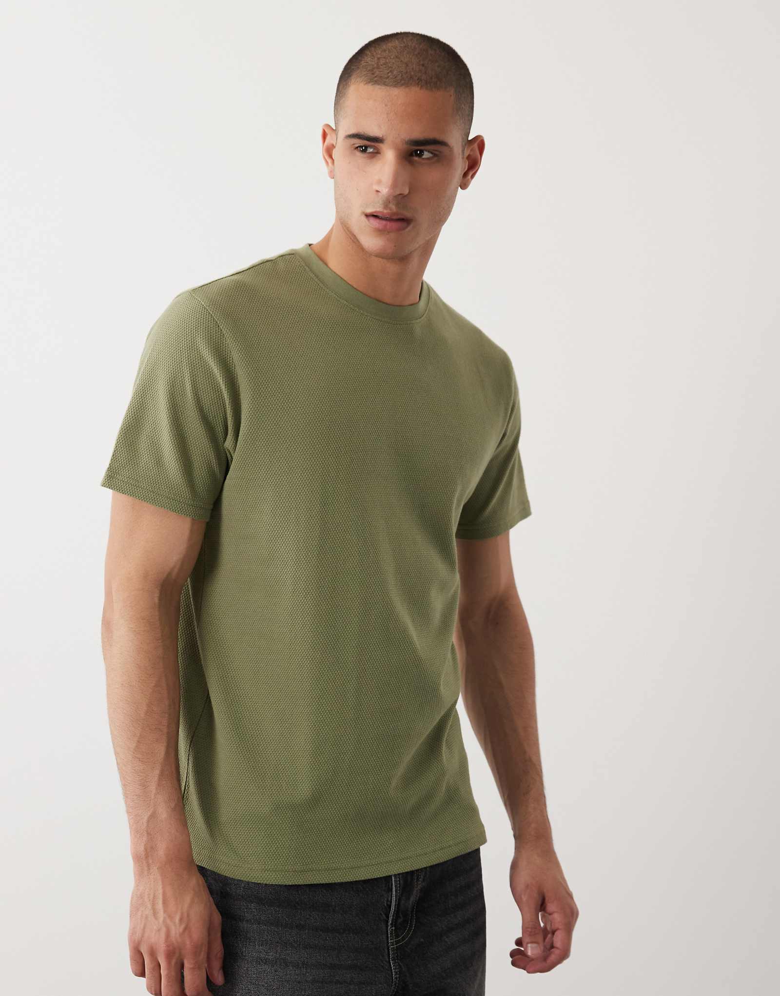 Threadbare crew neck textured T-shirt in sage green sage green 3290₽