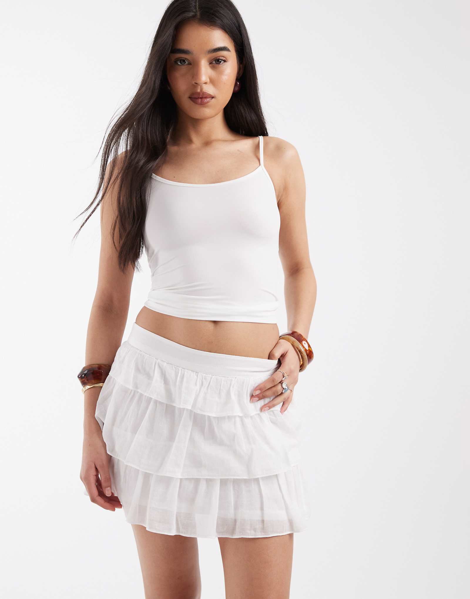 JJXX ruffled mini skirt in white blanc de blanc 6790₽