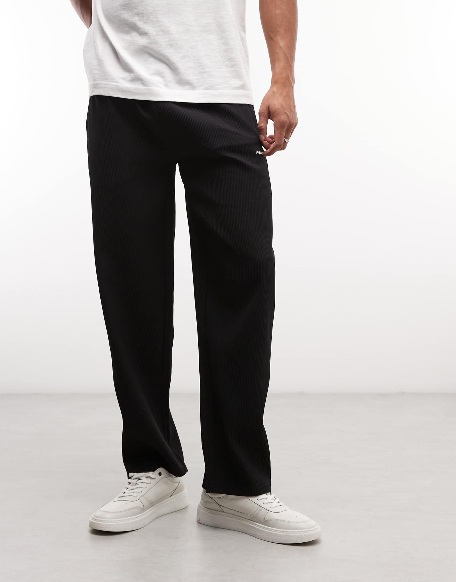 PEGADOR Troy pliss relaxed fit pants in black black