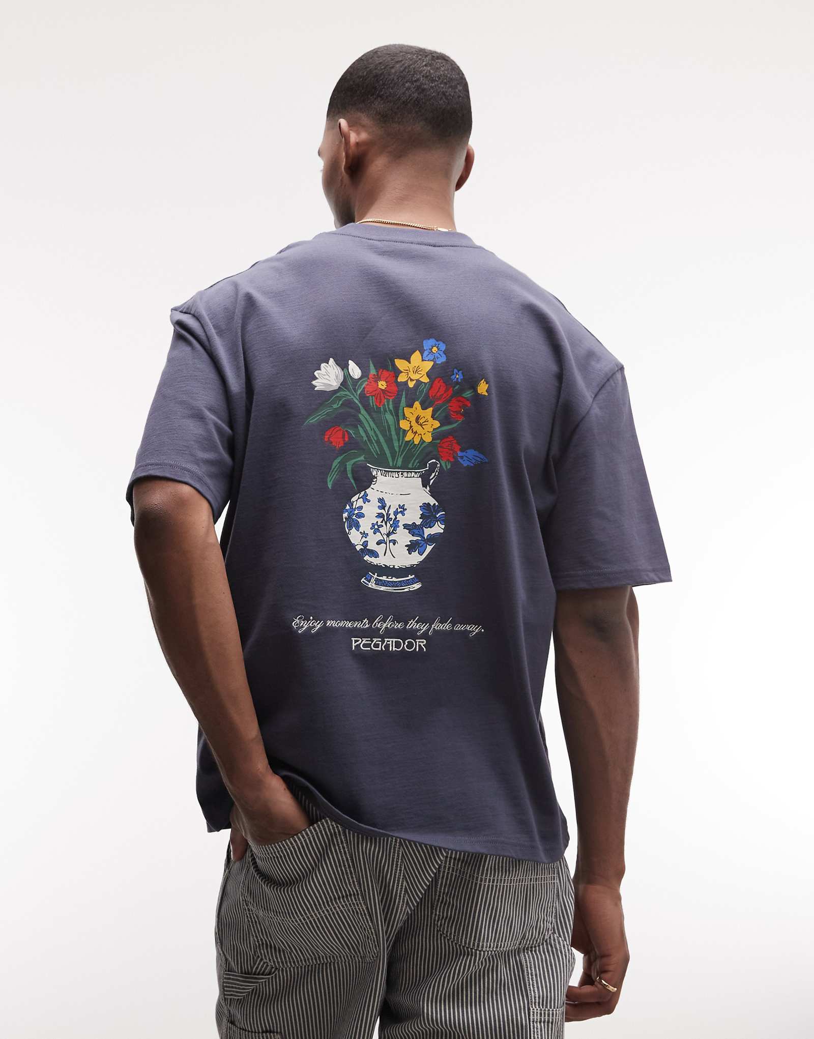 PEGADOR Ravello oversized graphic t-shirt with back print in twilight blue  dark blue