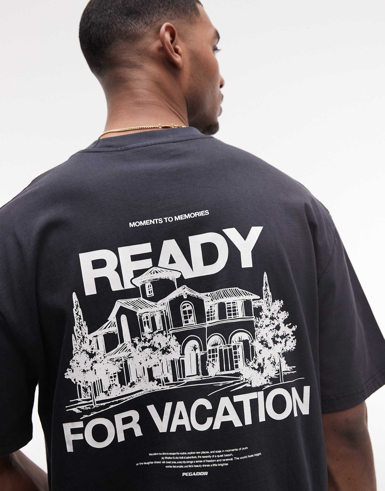 PEGADOR Bovec oversized t-shirt with back print graphic in black black