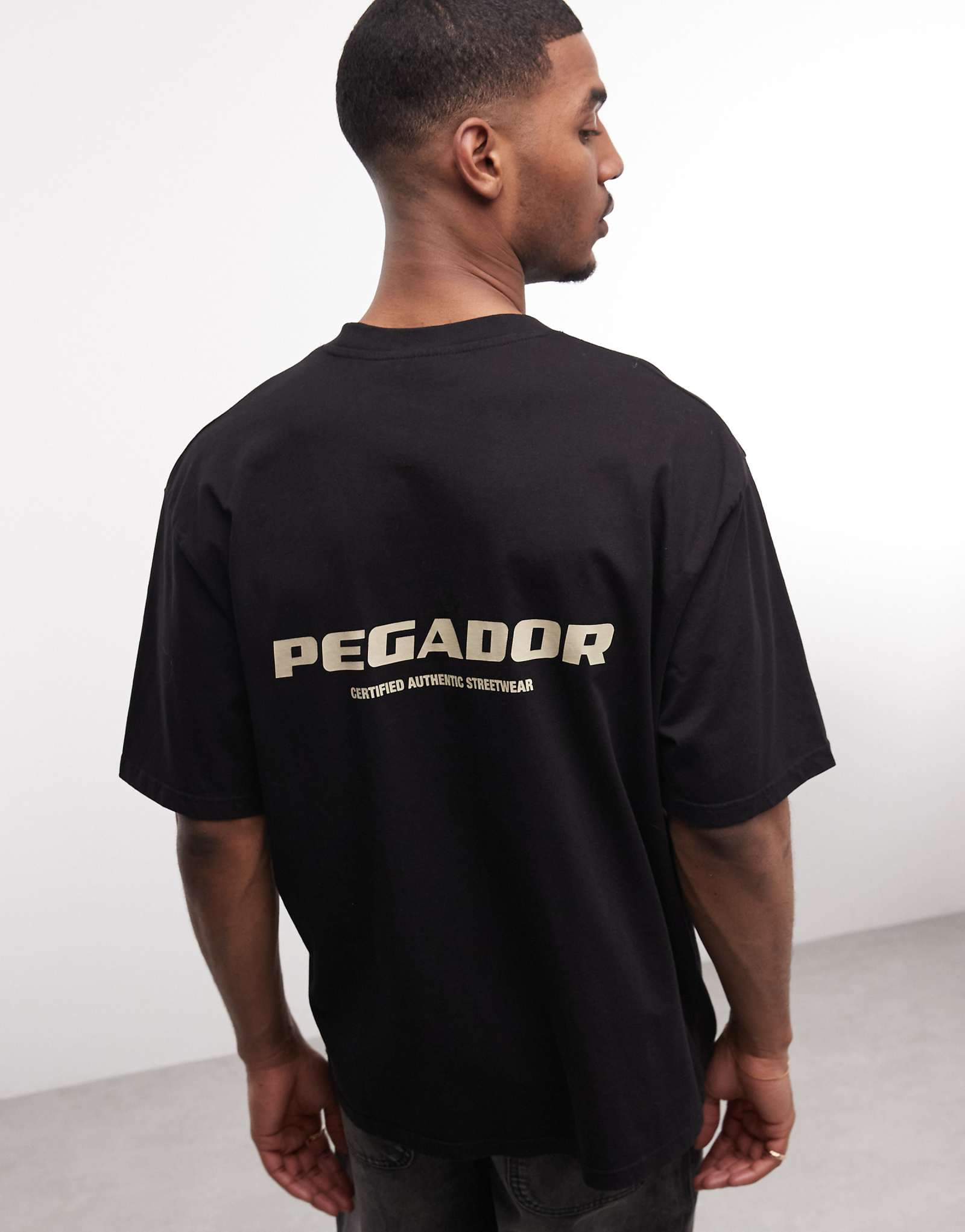 PEGADOR Colne oversized logo t-shirt with back print in black black 14190₽