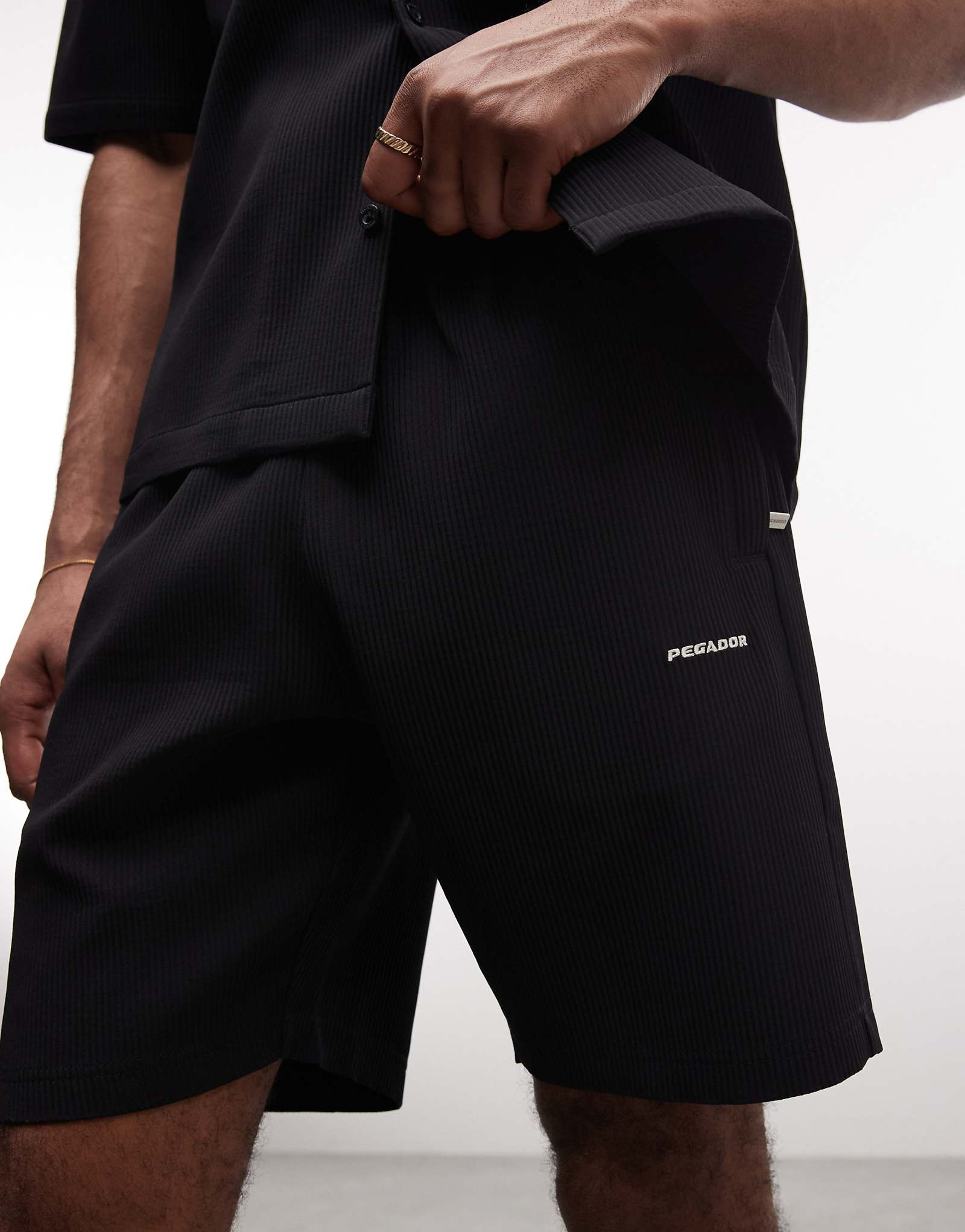 PEGADOR Troy pliss shorts in black - part of a set black 14190₽