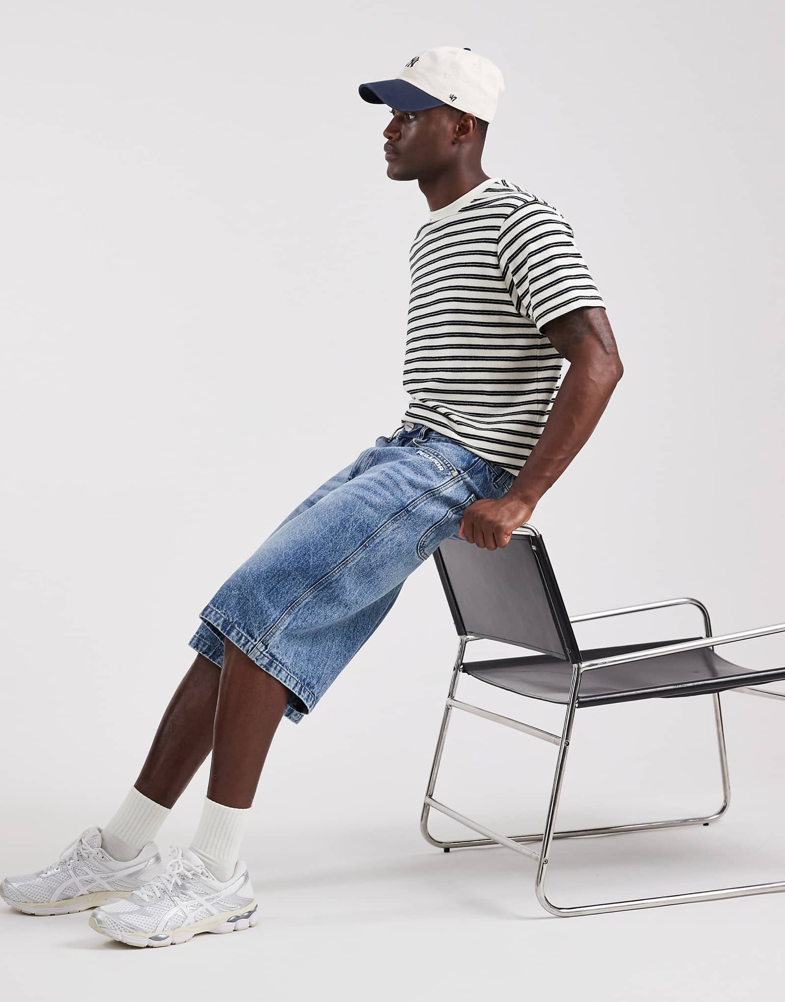 PEGADOR Kolar denim jorts in washed blue mid blue 16890₽