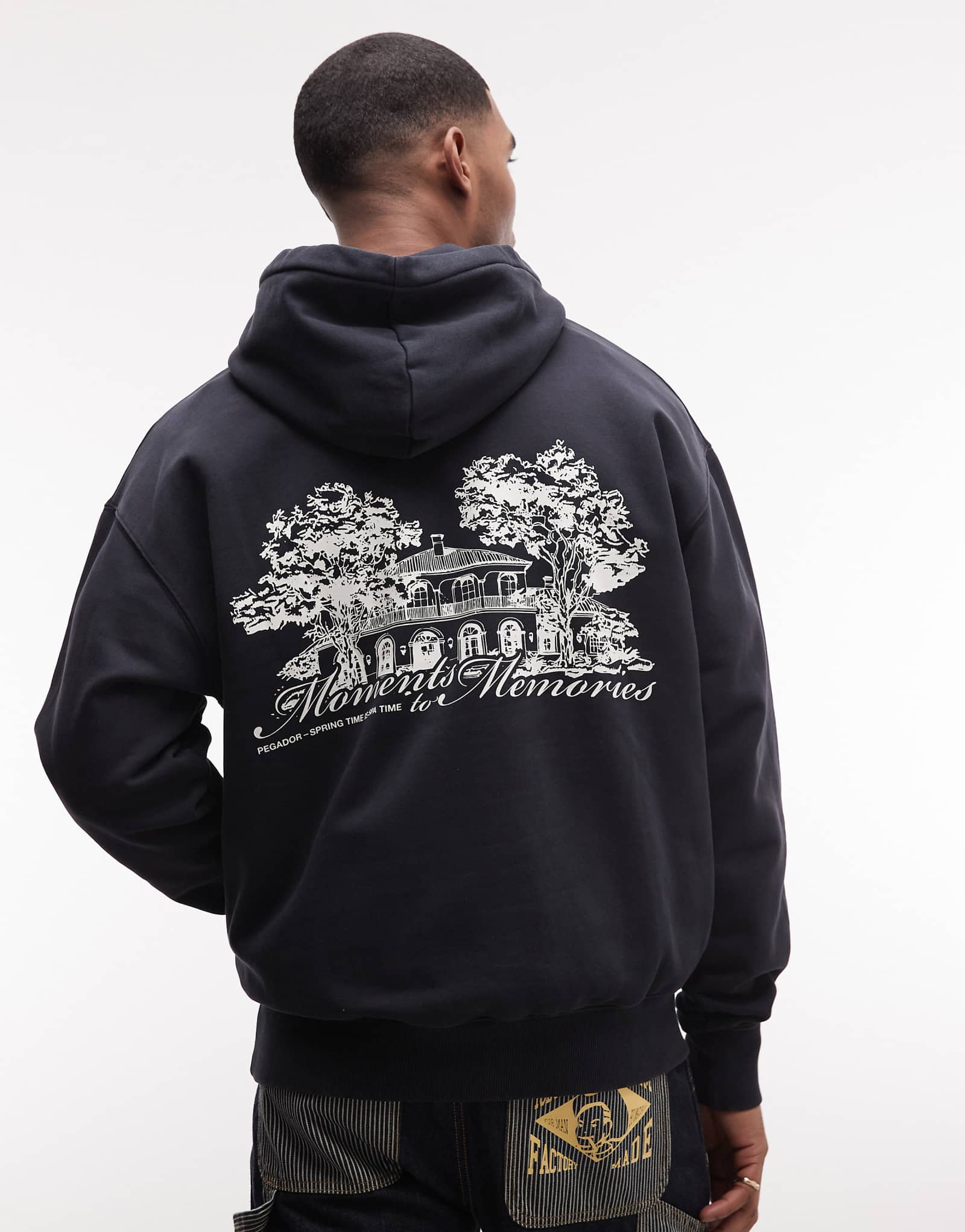 PEGADOR Rochefort oversized hoodie with chest prints in vintage black black 22690₽