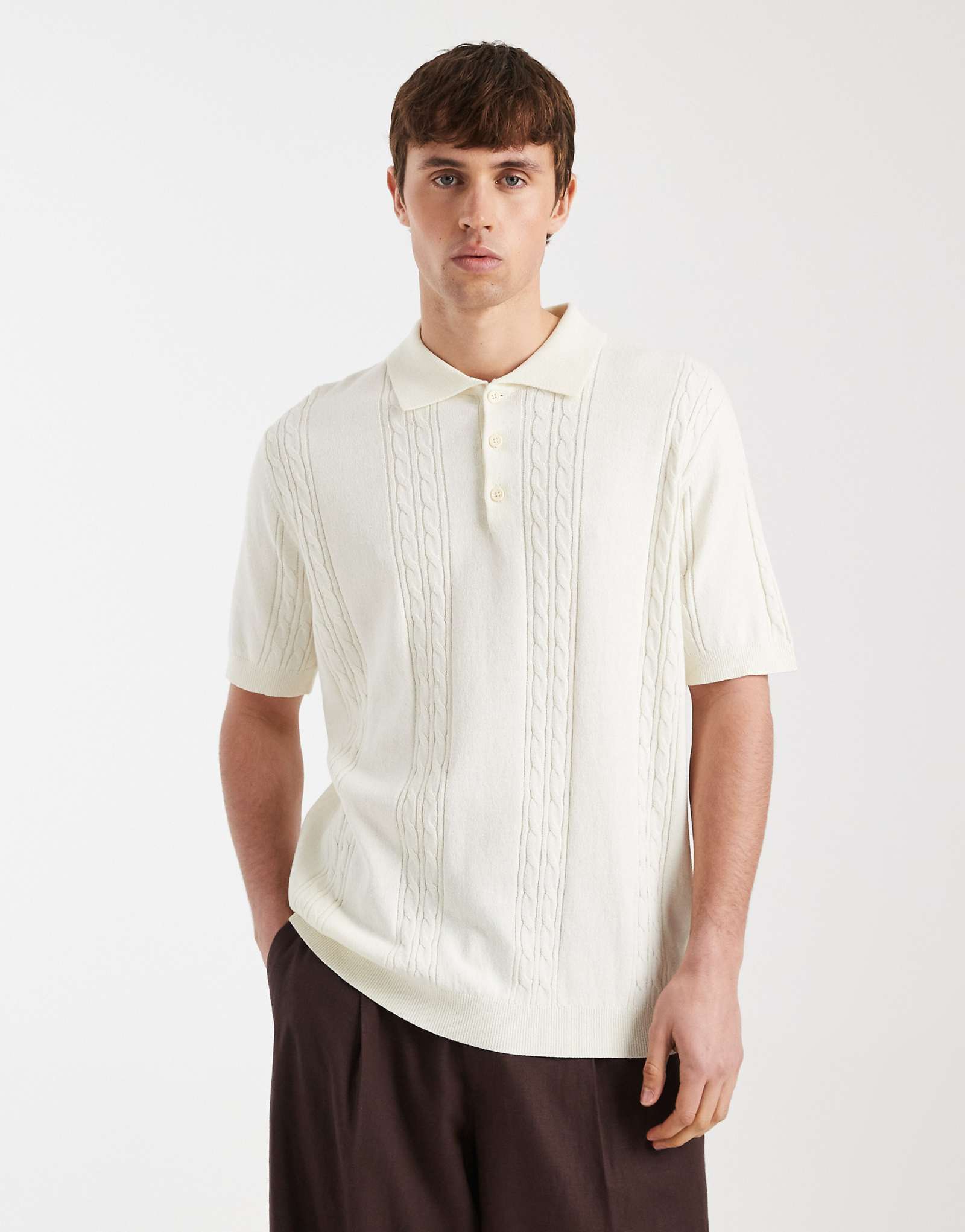 Redefined Rebel Griffin knit polo top in beige beige 8490₽