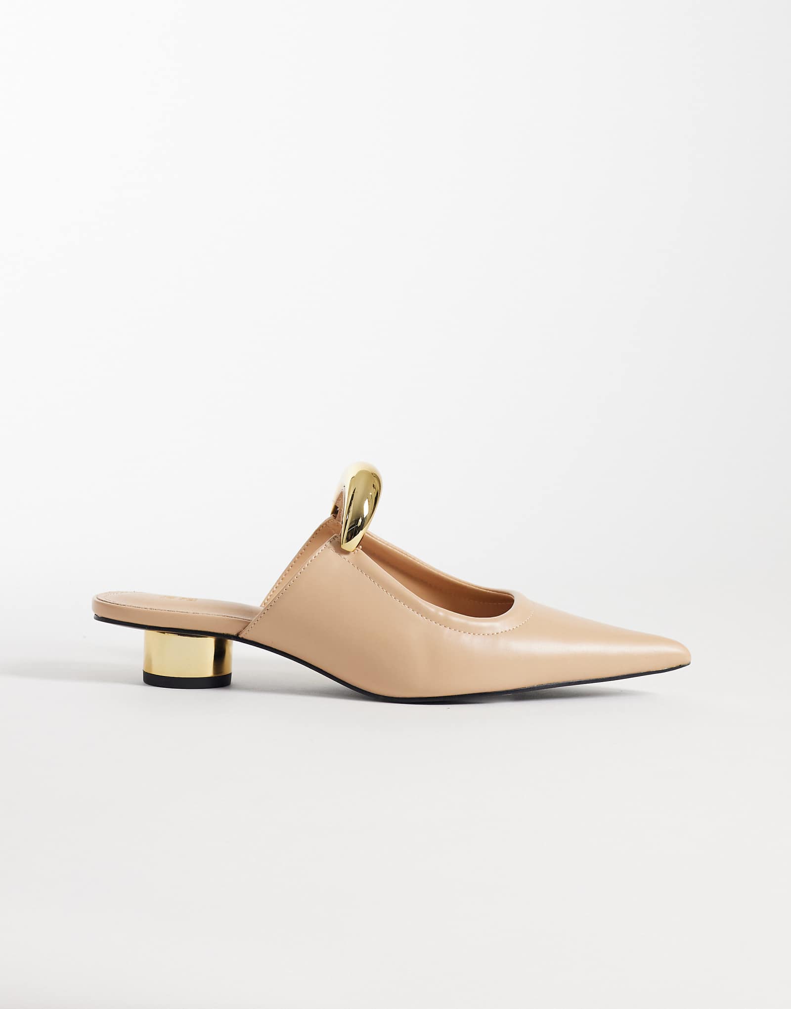 JW PEI Helena mules with gold metal detail in khaki khaki 33690₽