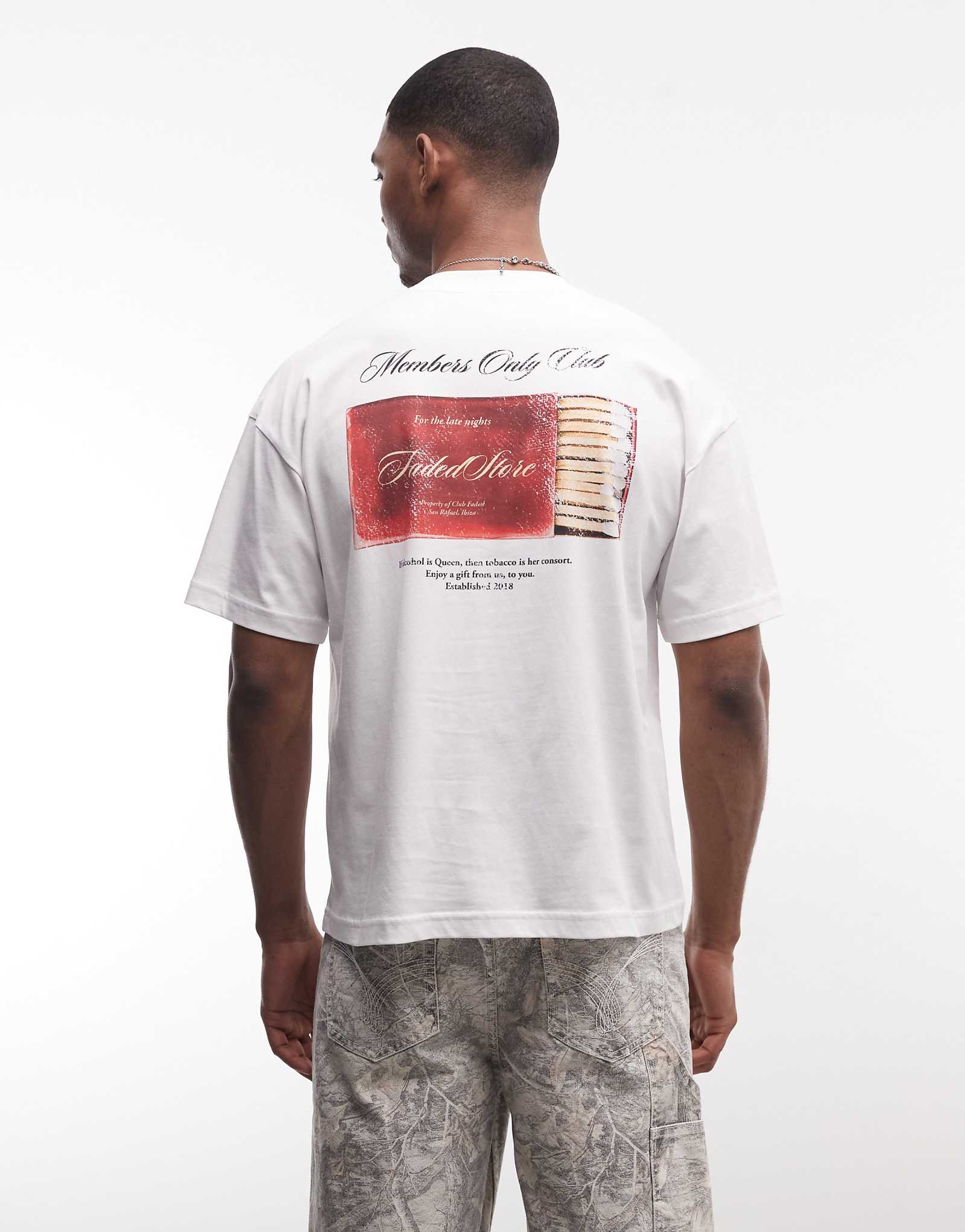 Faded Store logo t-shirt with matchbox back and chest prints in white white 15090₽
