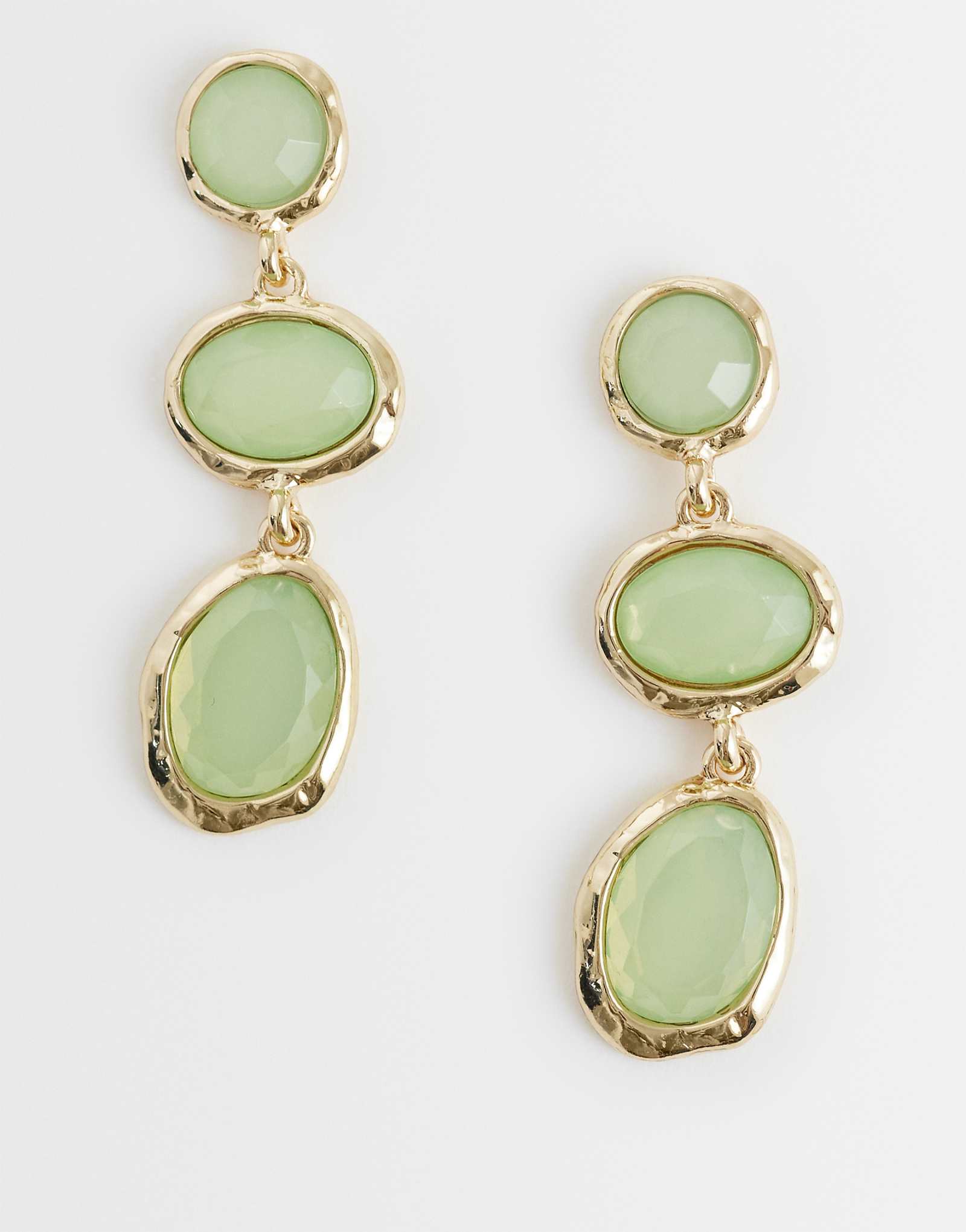 Accessorize triple gem drop earrings in light green light green 4090₽