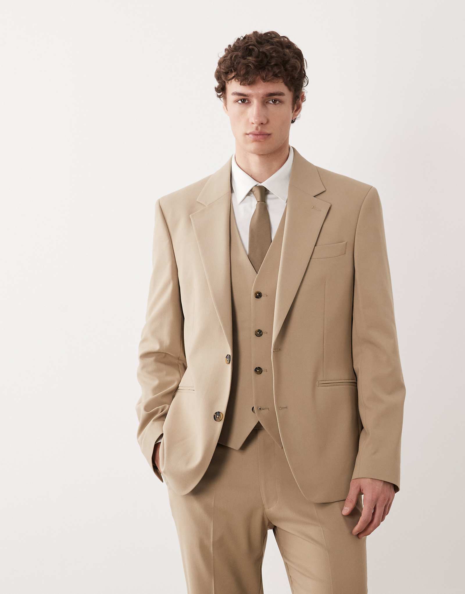 ASOS DESIGN slim suit jacket in stone stone 18390₽