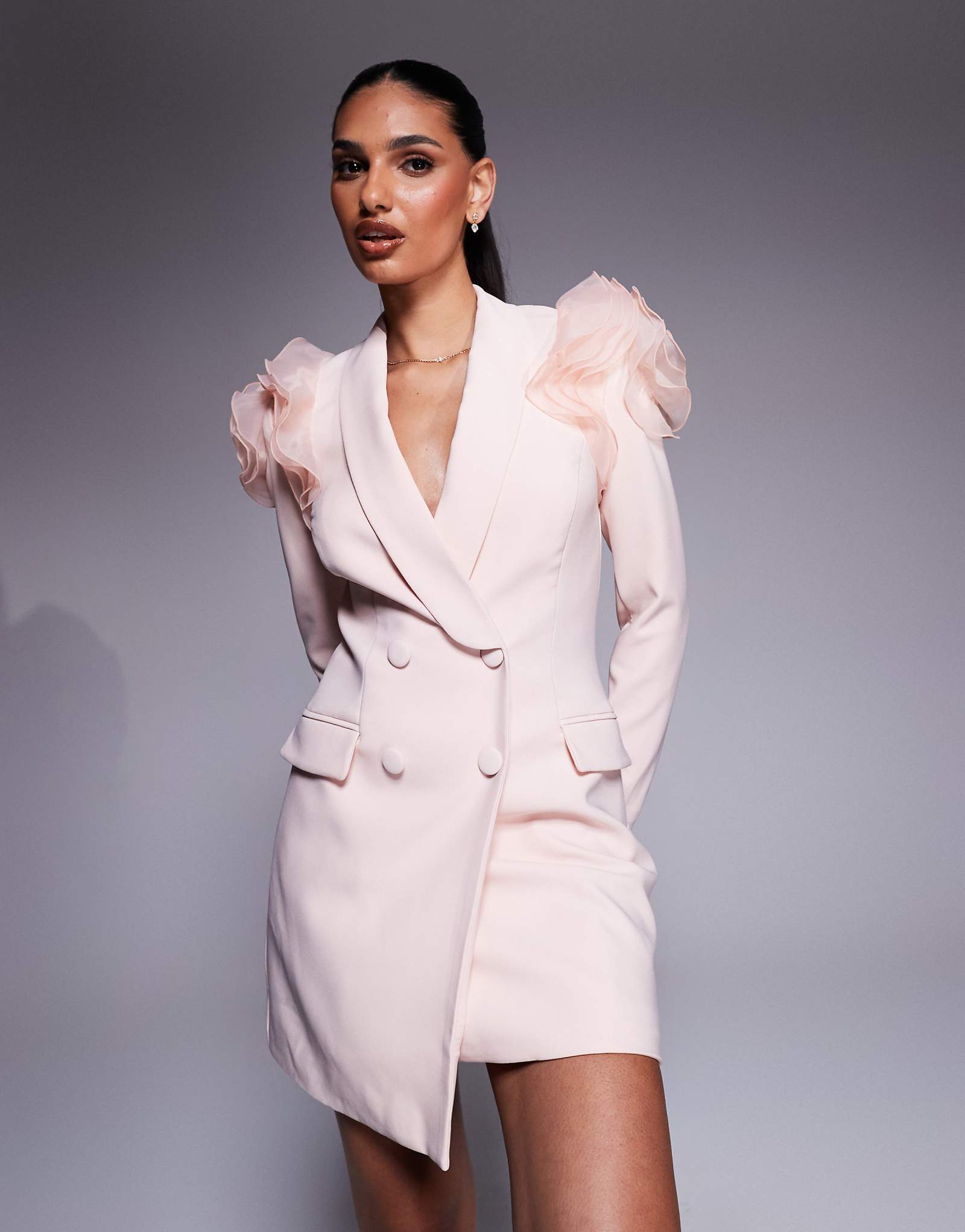 Lavish Alice organza rose sleeve blazer dress light pink 36790₽