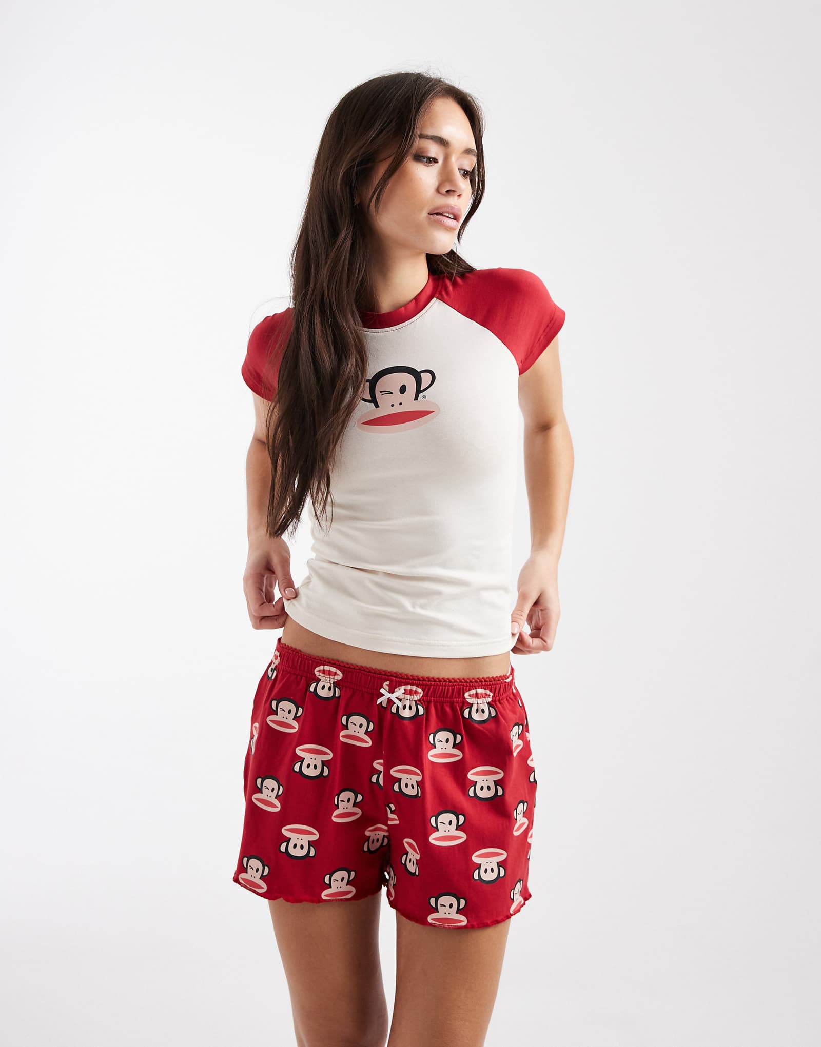 Daisy Street x Paul Frank top and shorts pajama set in red red 10090₽