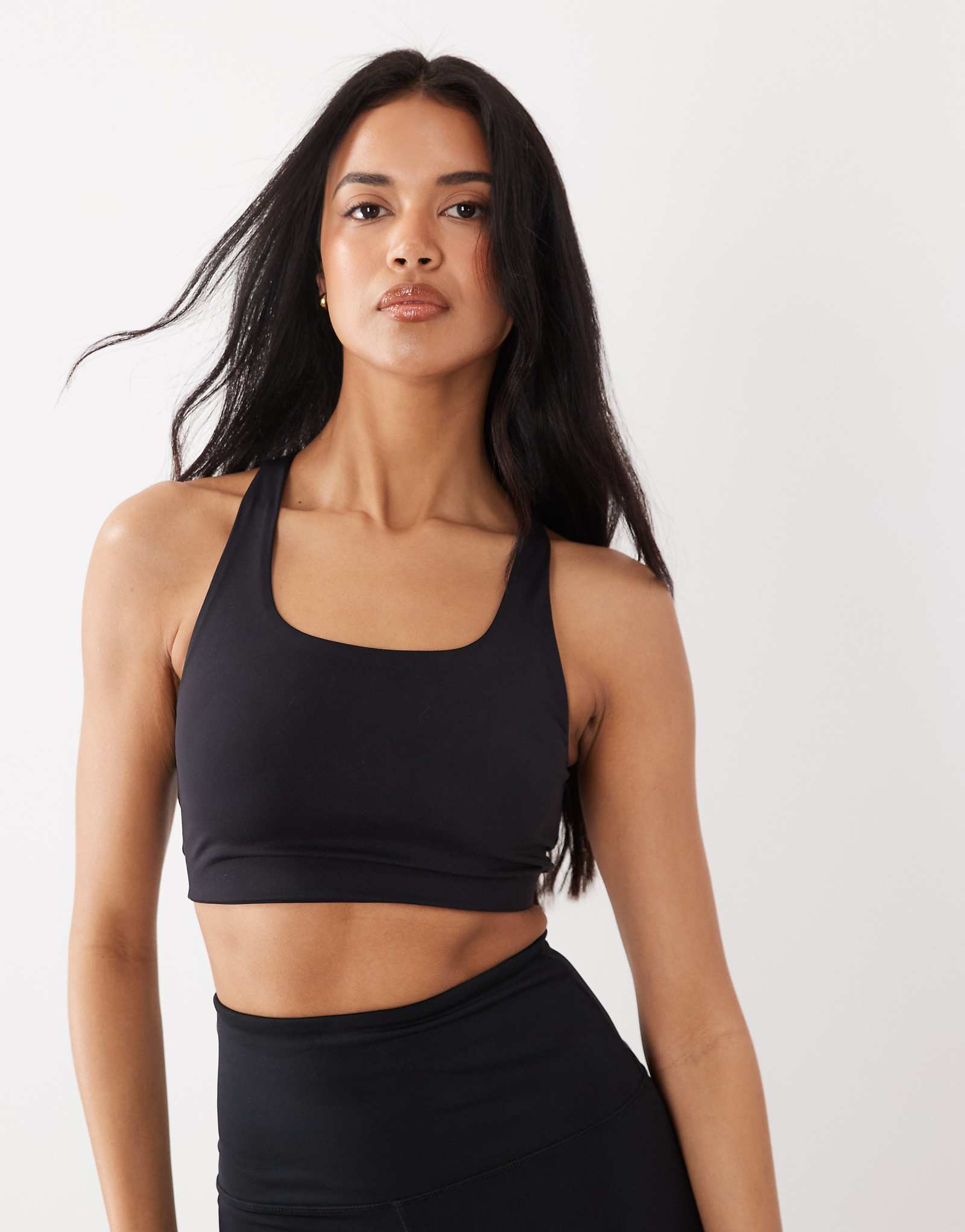 Gina Tricot mix and match cross-over back soft yoga sports bra top in black black